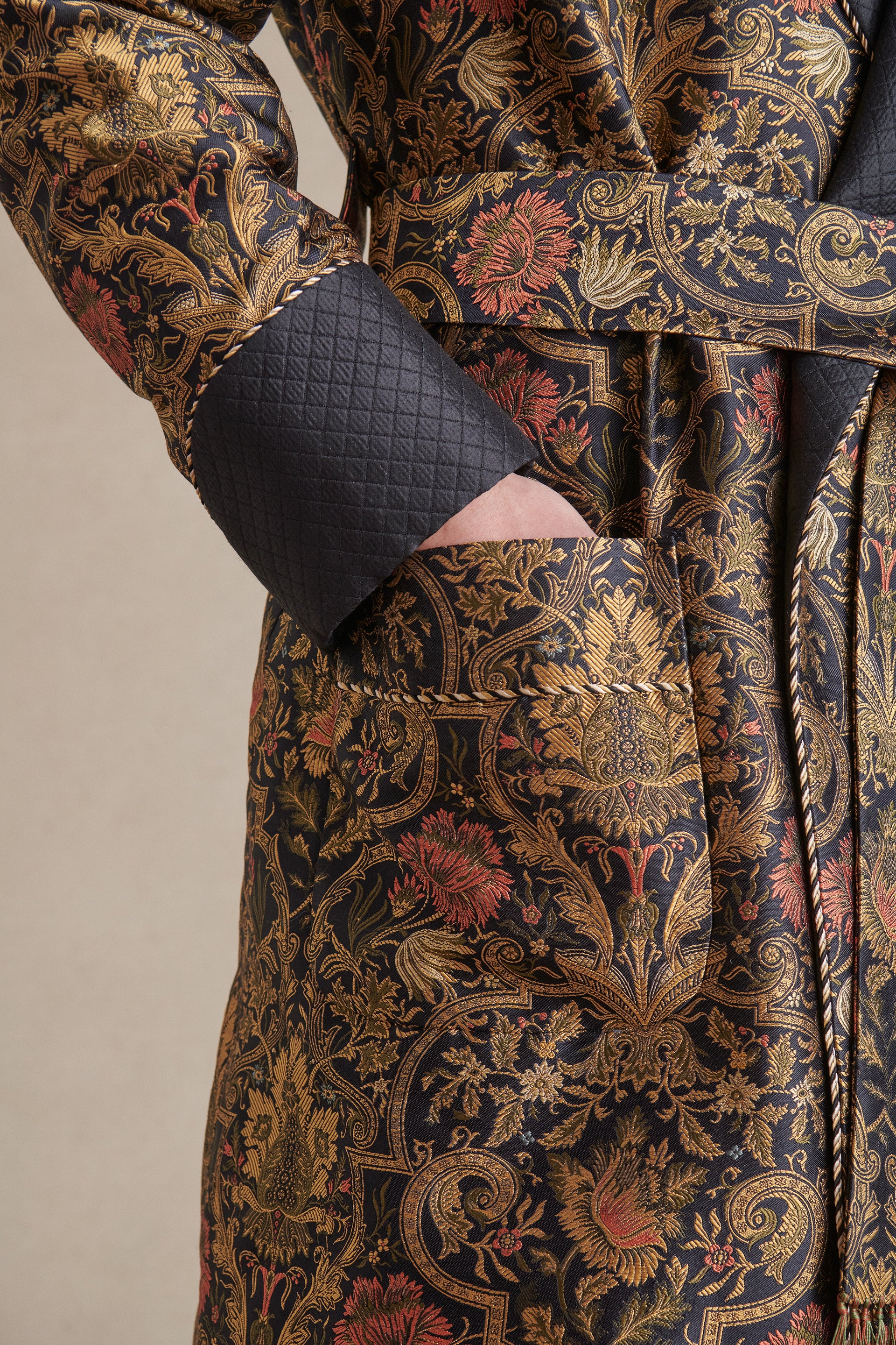 Floral Lined Silk Dressing Gown