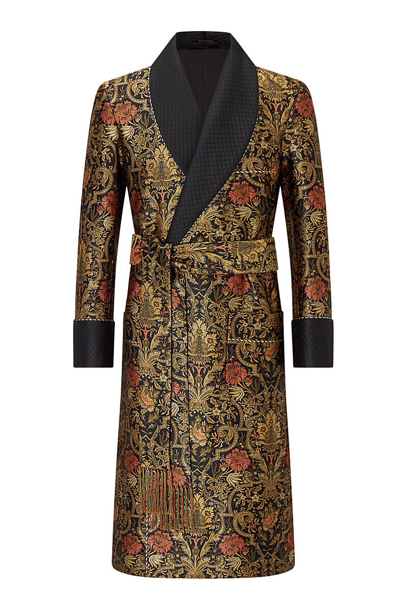 Floral Lined Silk Dressing Gown
