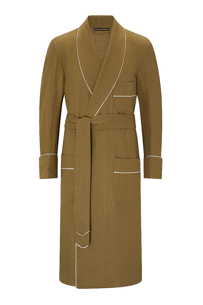 Green Unlined Linen Dressing Gown