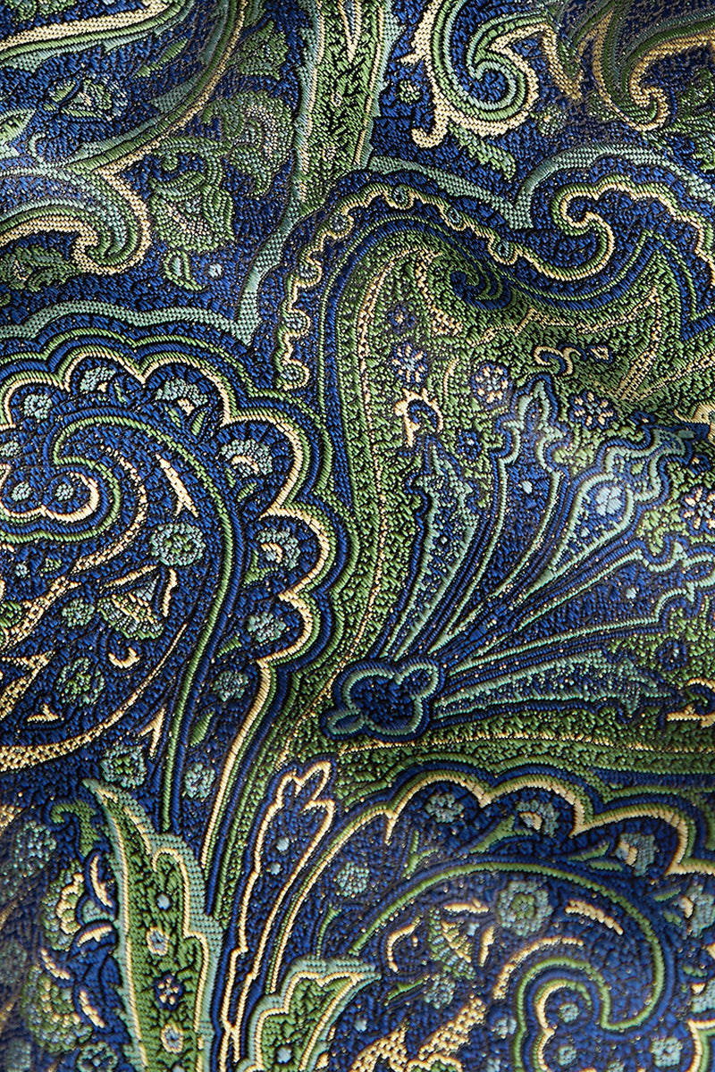 Green & Blue Crystal Paisley Unlined Silk Dressing Gown