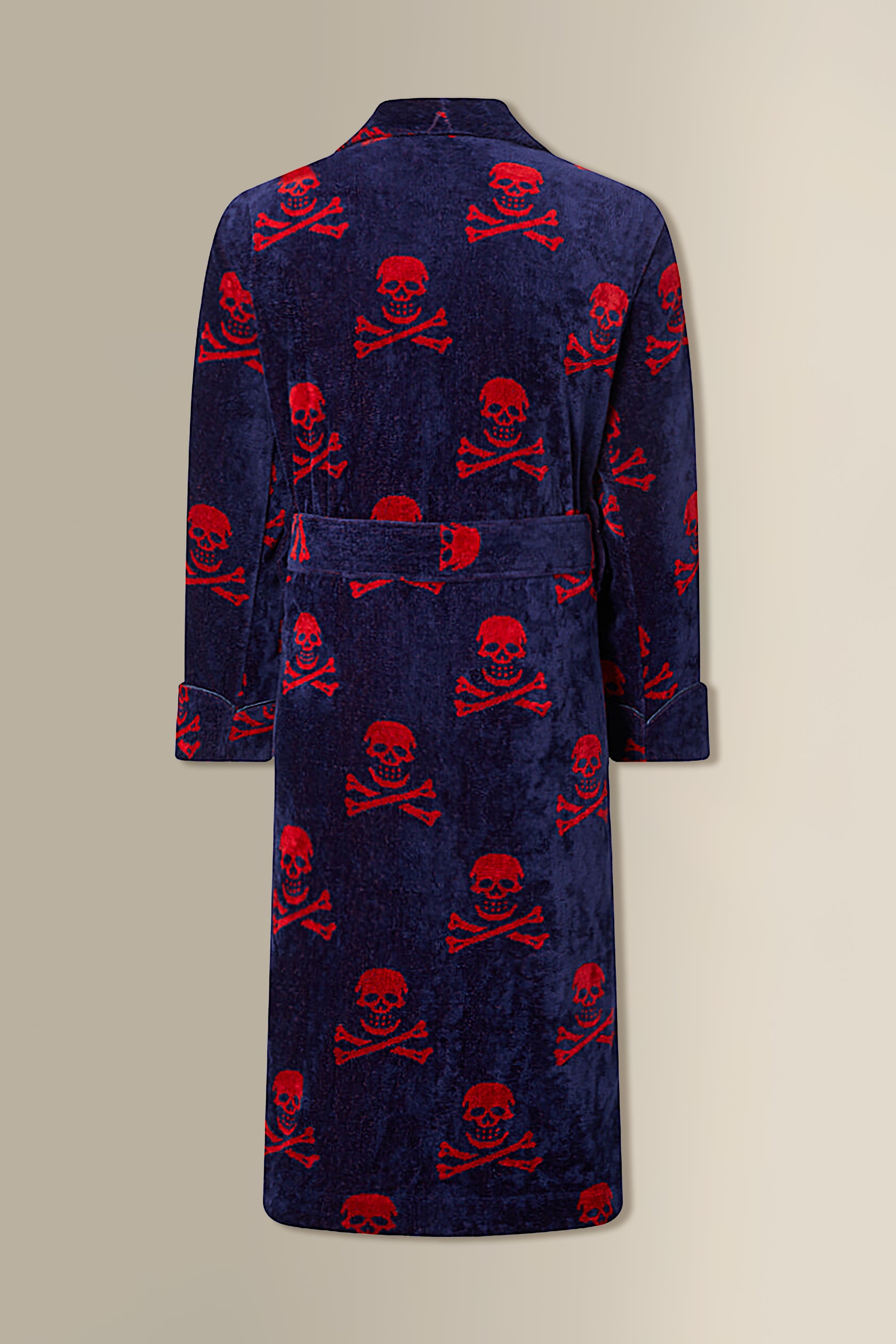 Navy & Red Skull & Crossbones Towelling Bathrobe