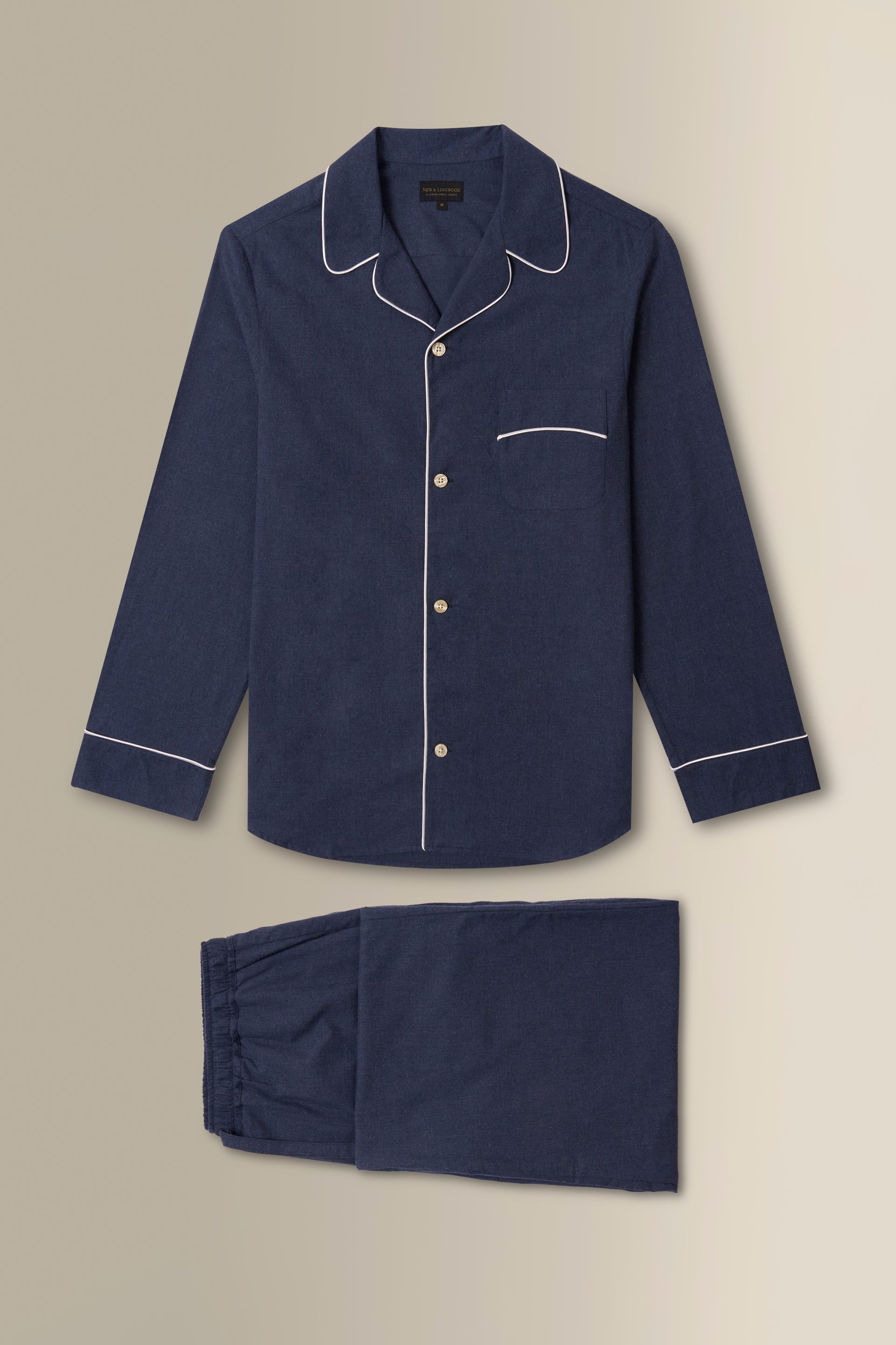 Blue Brushed Cotton Pyjama Set