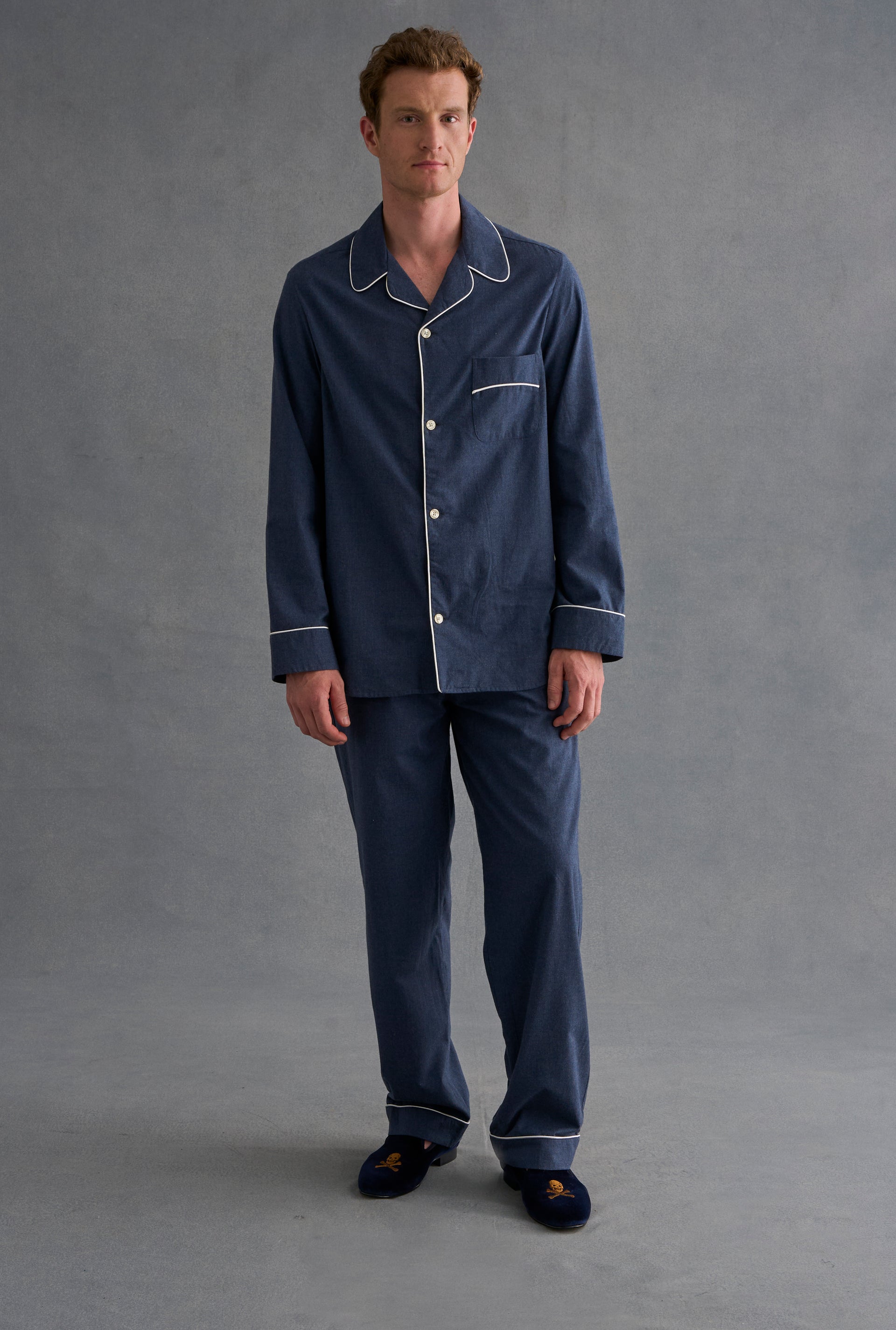 Blue Brushed Cotton Pyjama Set