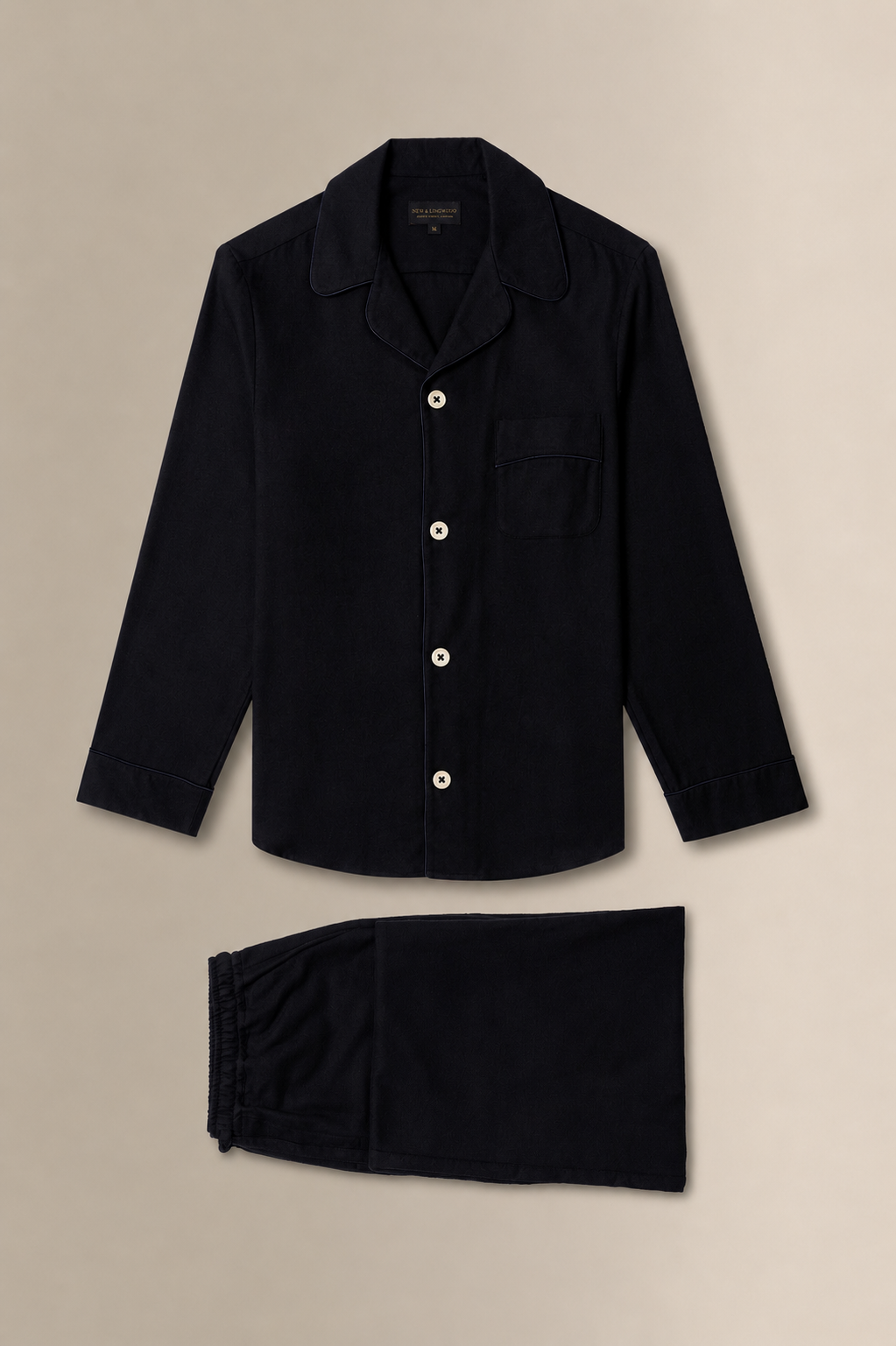 Black Cotton & Cashmere Pyjama Set