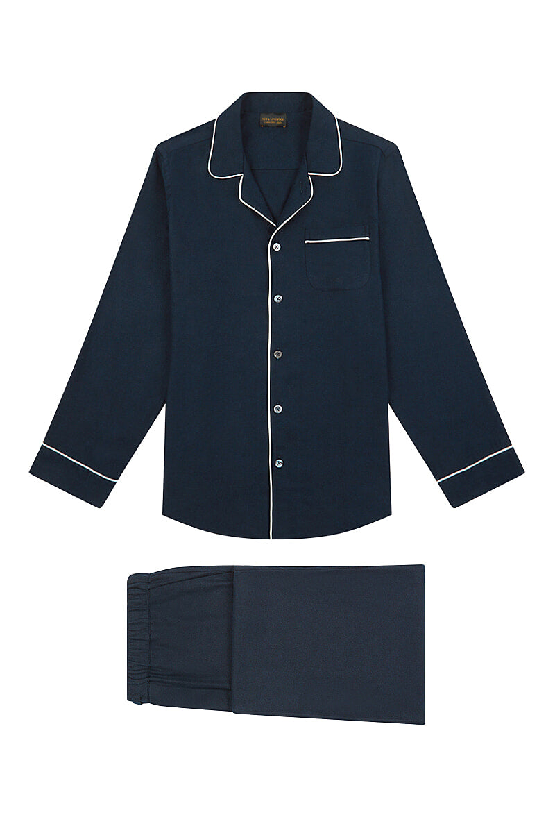 Navy Brushed Cotton Pyjama Set