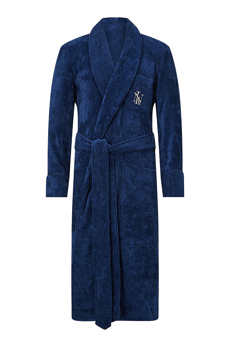 Navy Logo Towelling Bathrobe