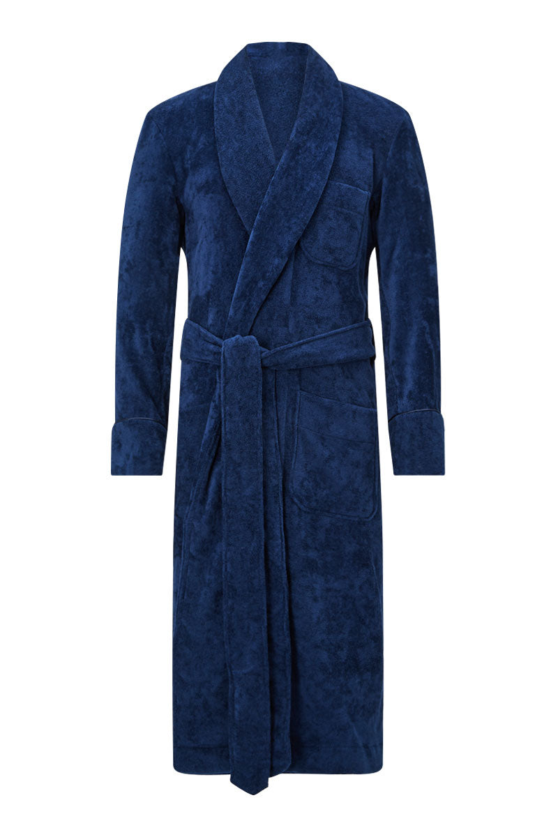 Navy Towelling Bathrobe