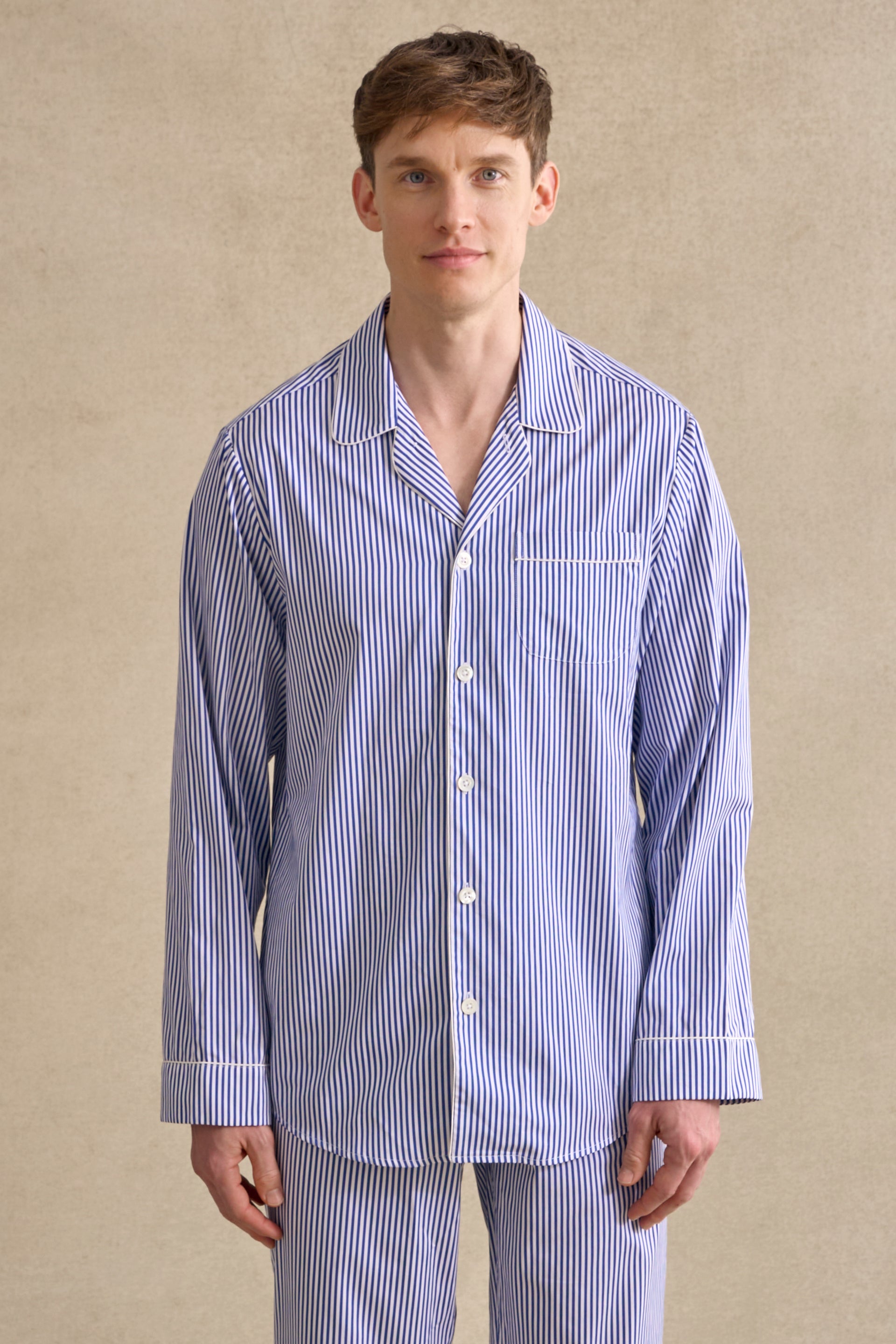 Blue & White Bengal Stripe Cotton Pyjama Set