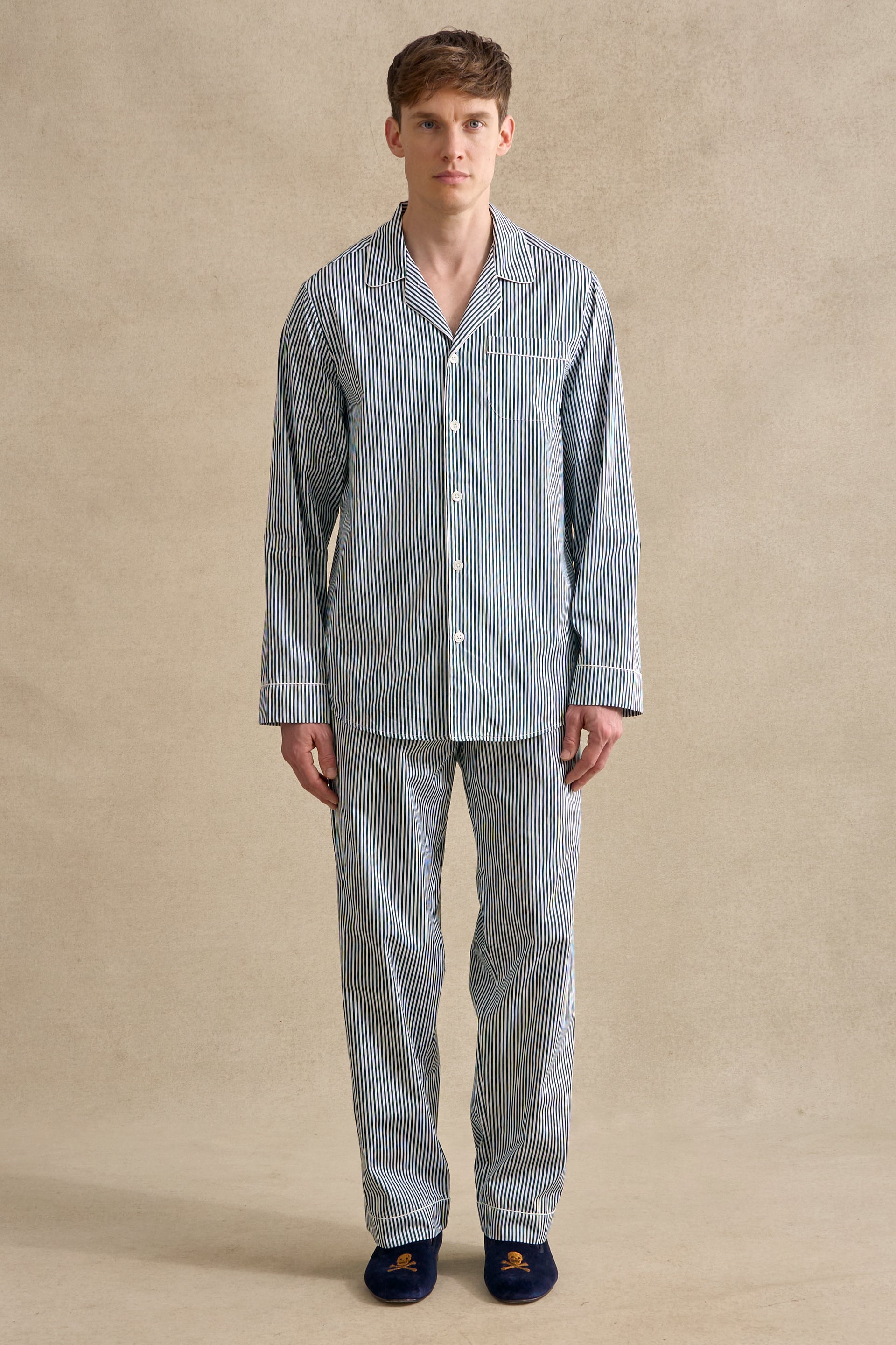Green & White Bengal Stripe Cotton Pyjama Set