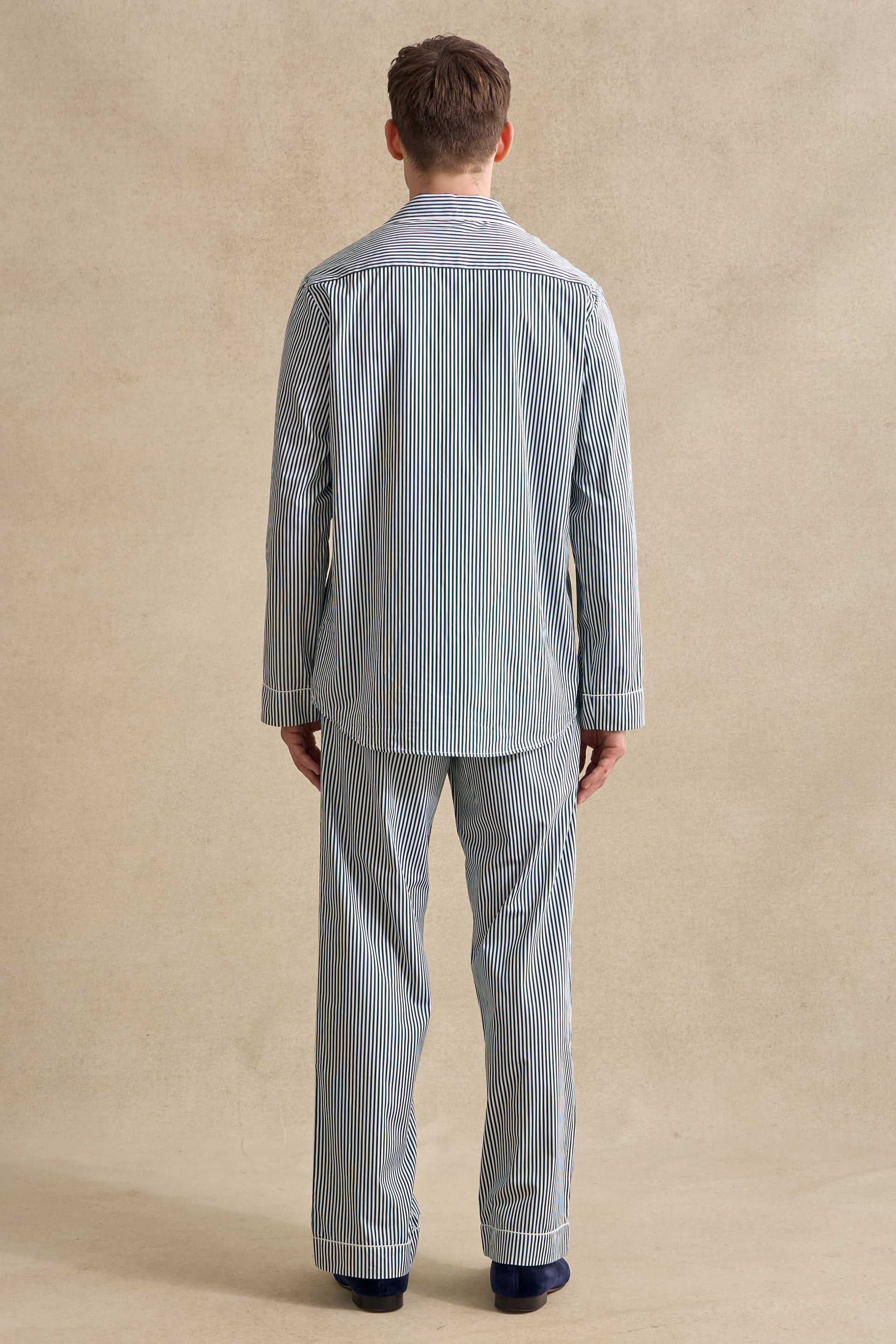 Green & White Bengal Stripe Cotton Pyjama Set