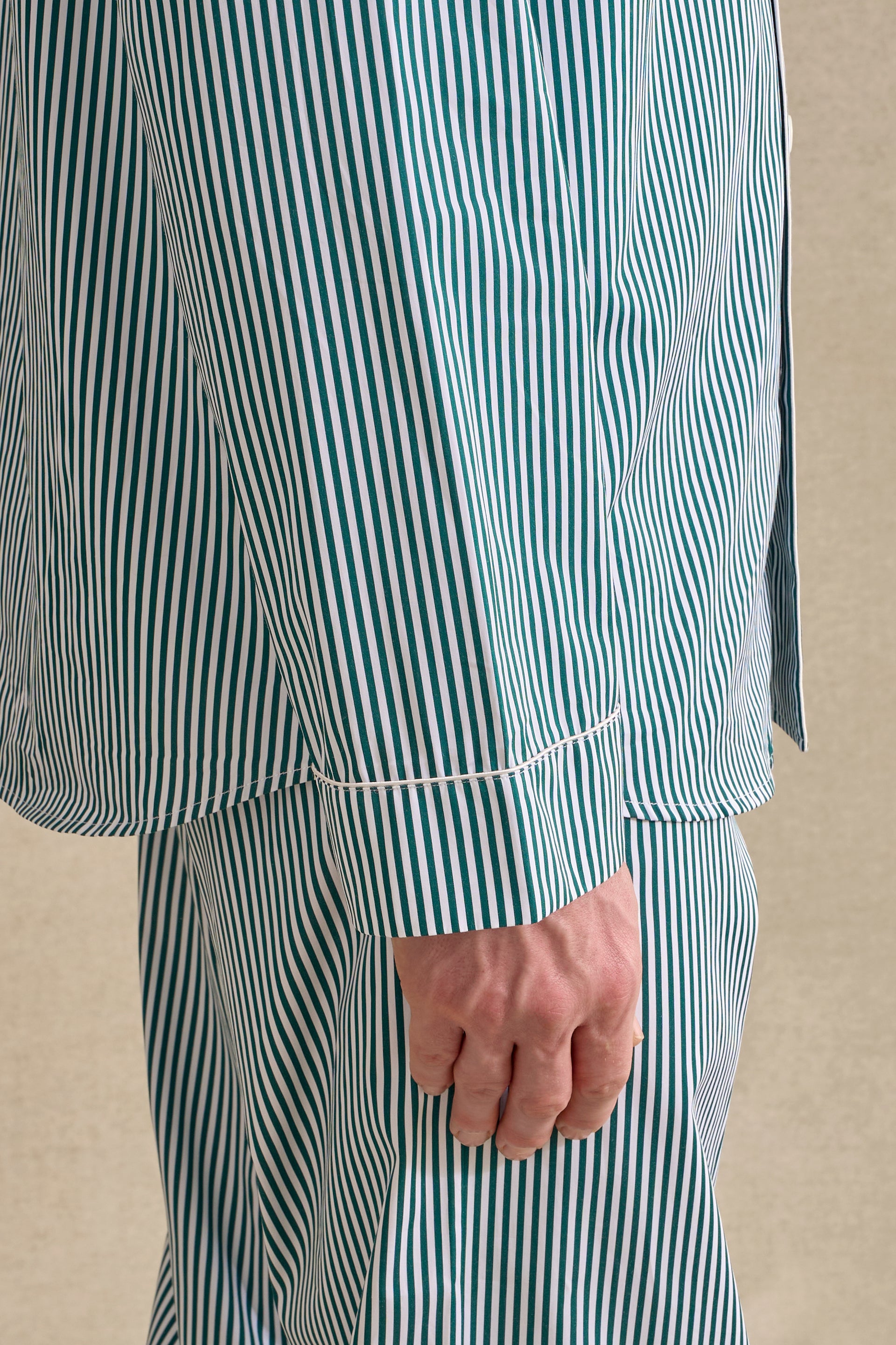 Green & White Bengal Stripe Cotton Pyjama Set