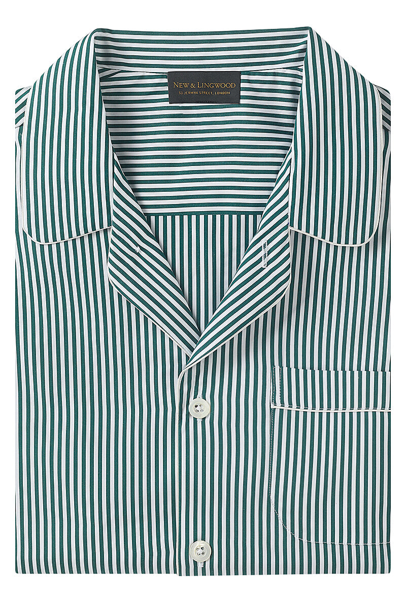 Green & White Bengal Stripe Cotton Pyjama Set