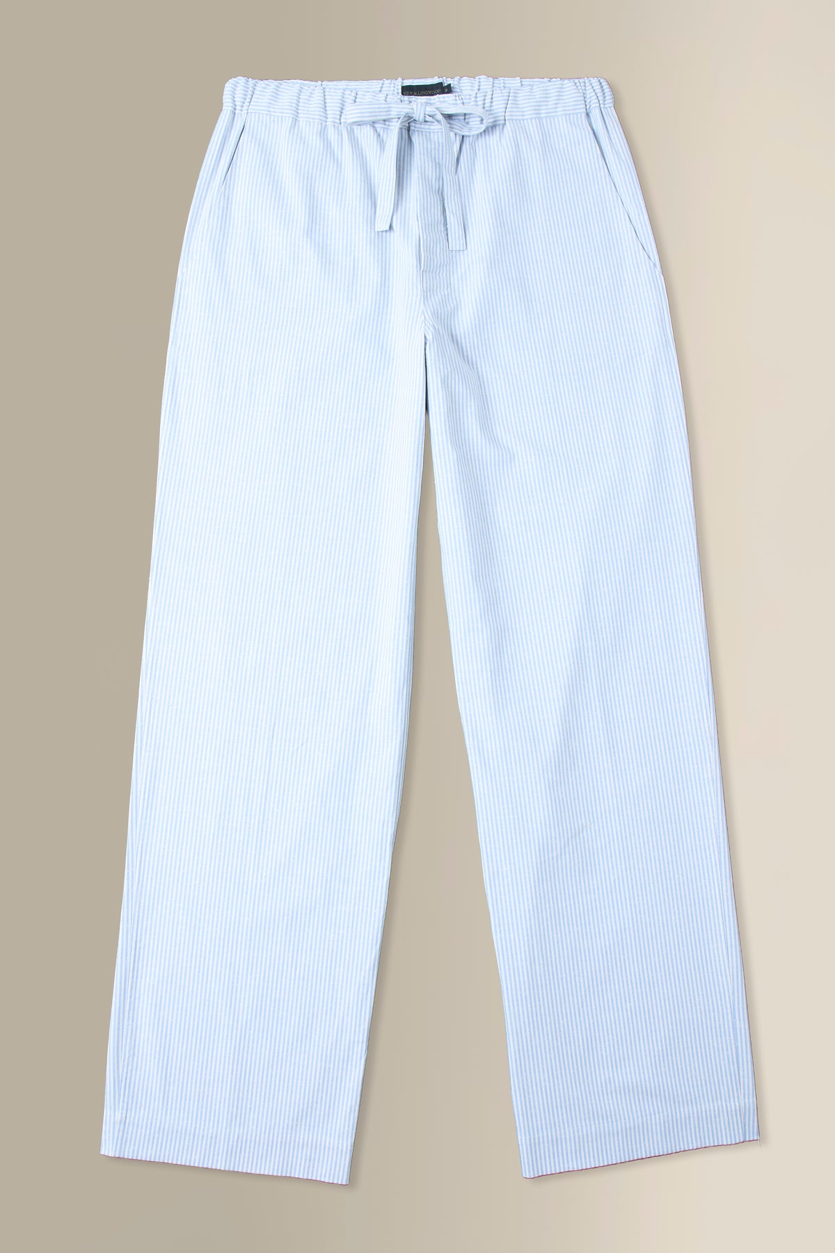Blue & Cream Candy Stripe Cotton Slub Lounge Trousers