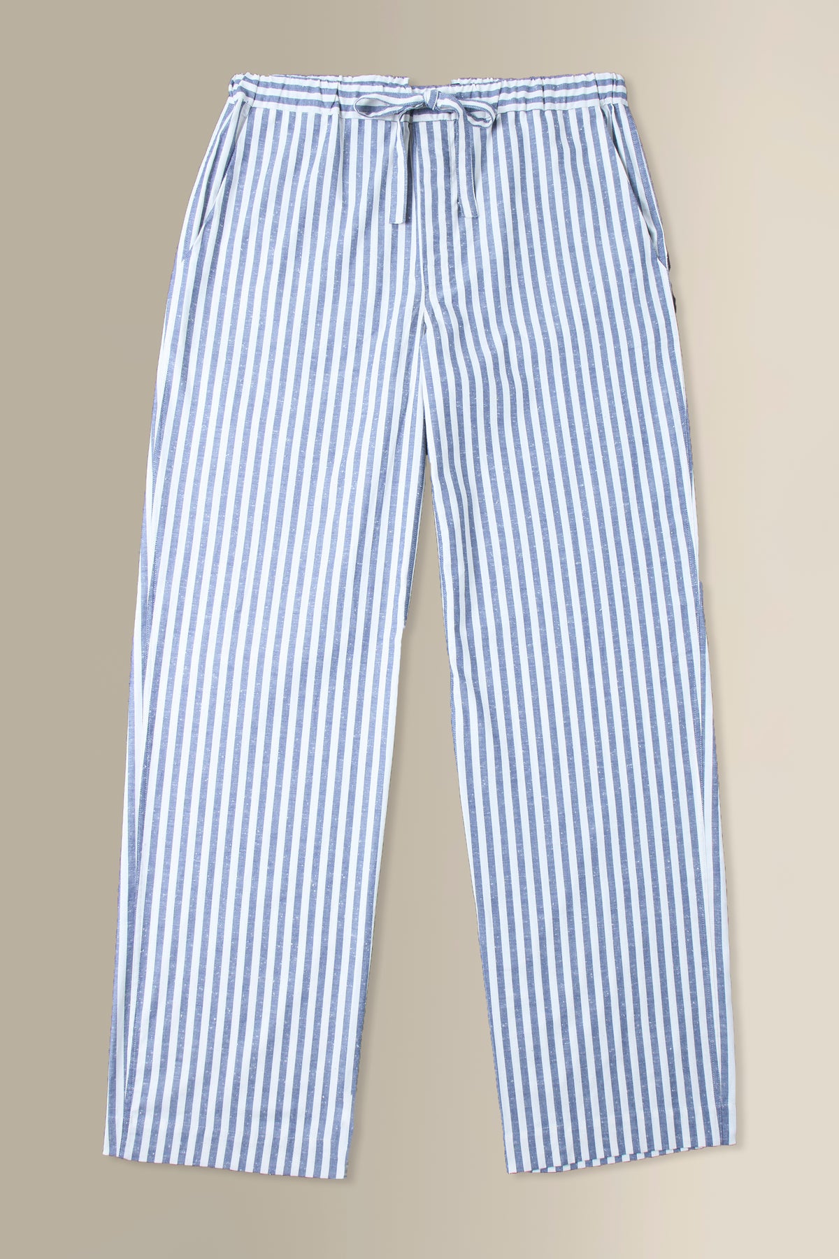 Navy & Cream Bengal Stripe Cotton Slub Lounge Trousers