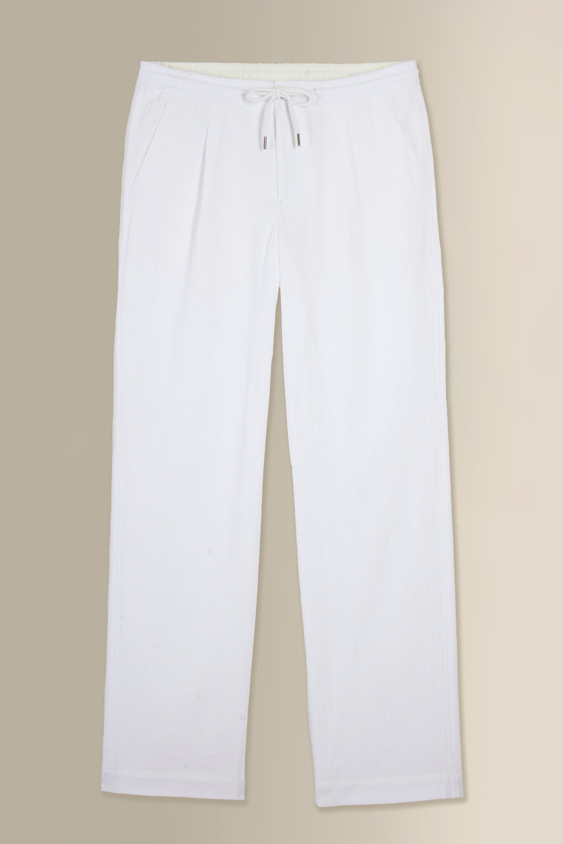 White Stripe Drawstring Madras Trousers