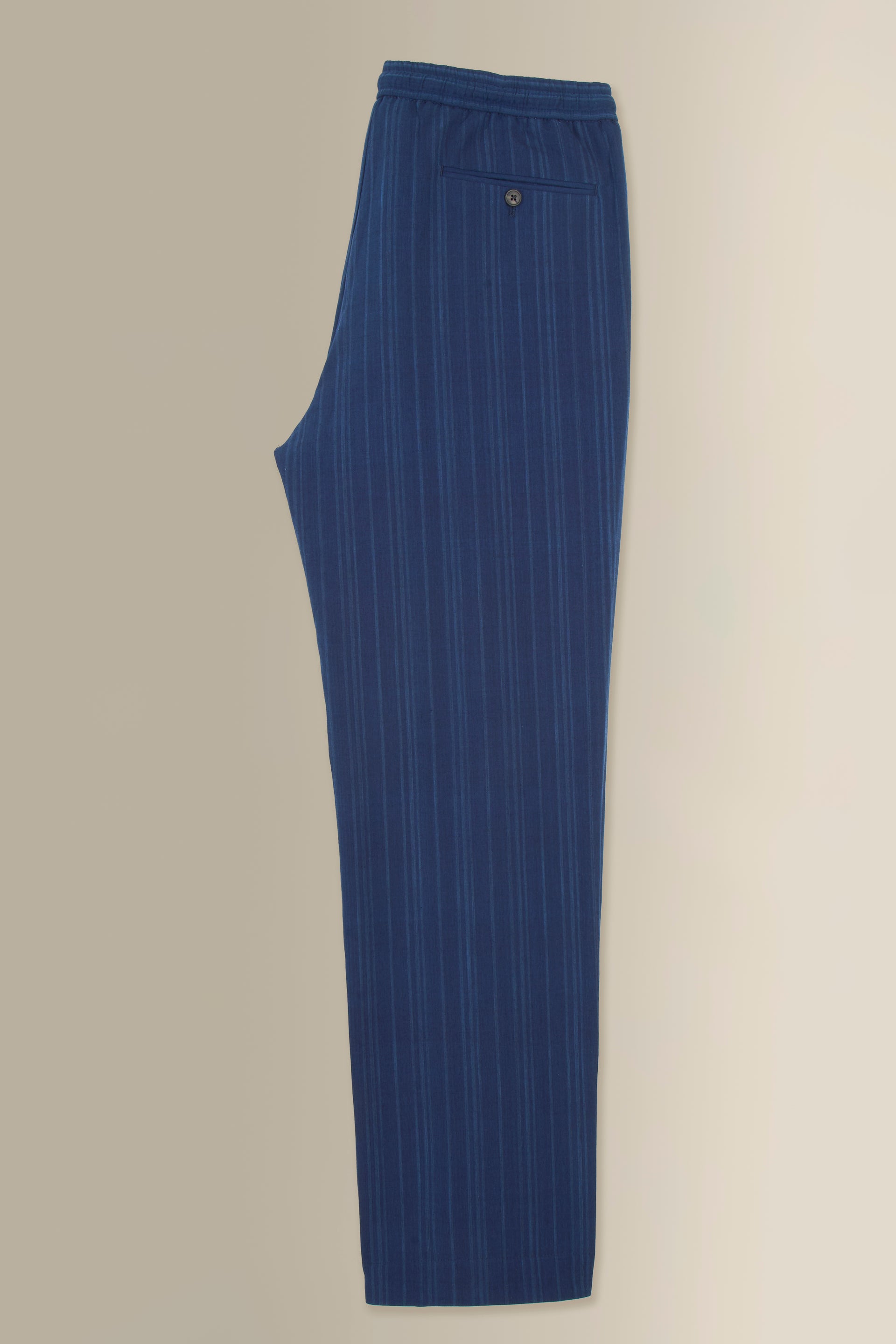 Navy Stripe Drawstring Madras Trousers