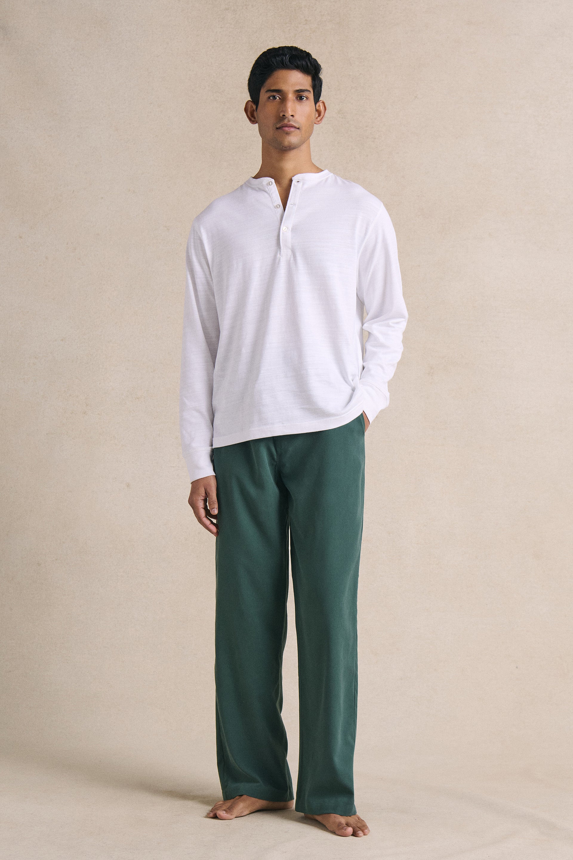 Green Sandwash Silk Lounge Trousers