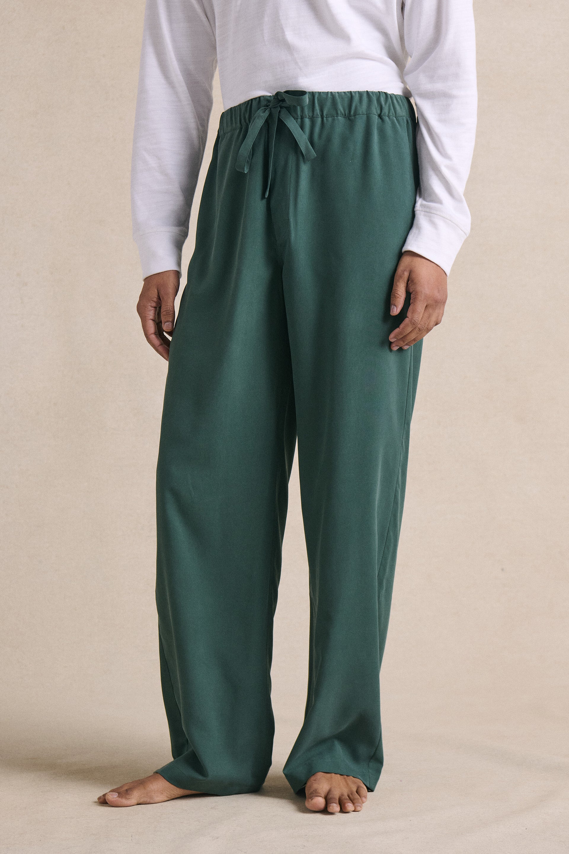 Green Sandwash Silk Lounge Trousers