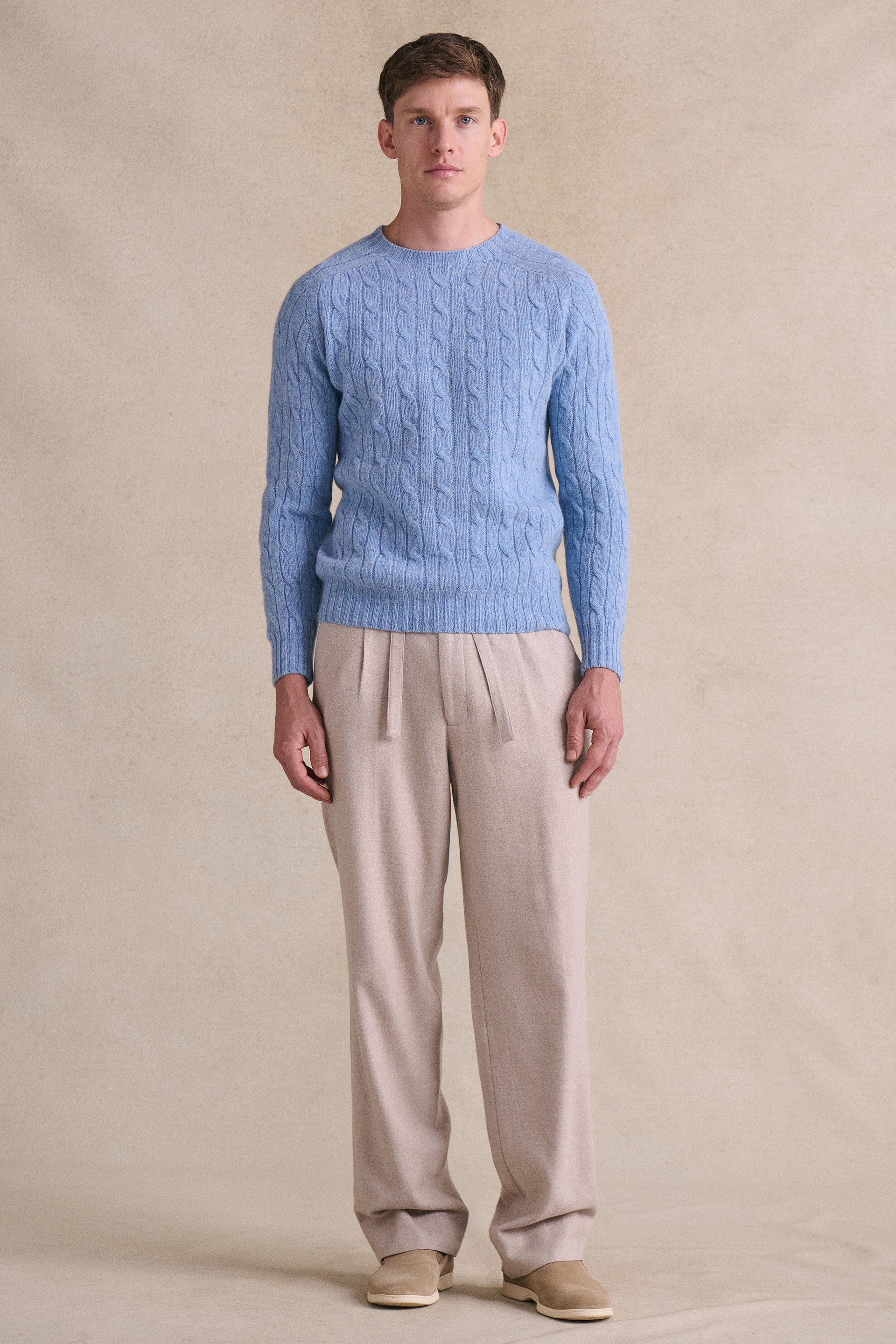 Beige Cotton & Cashmere Lounge Trousers