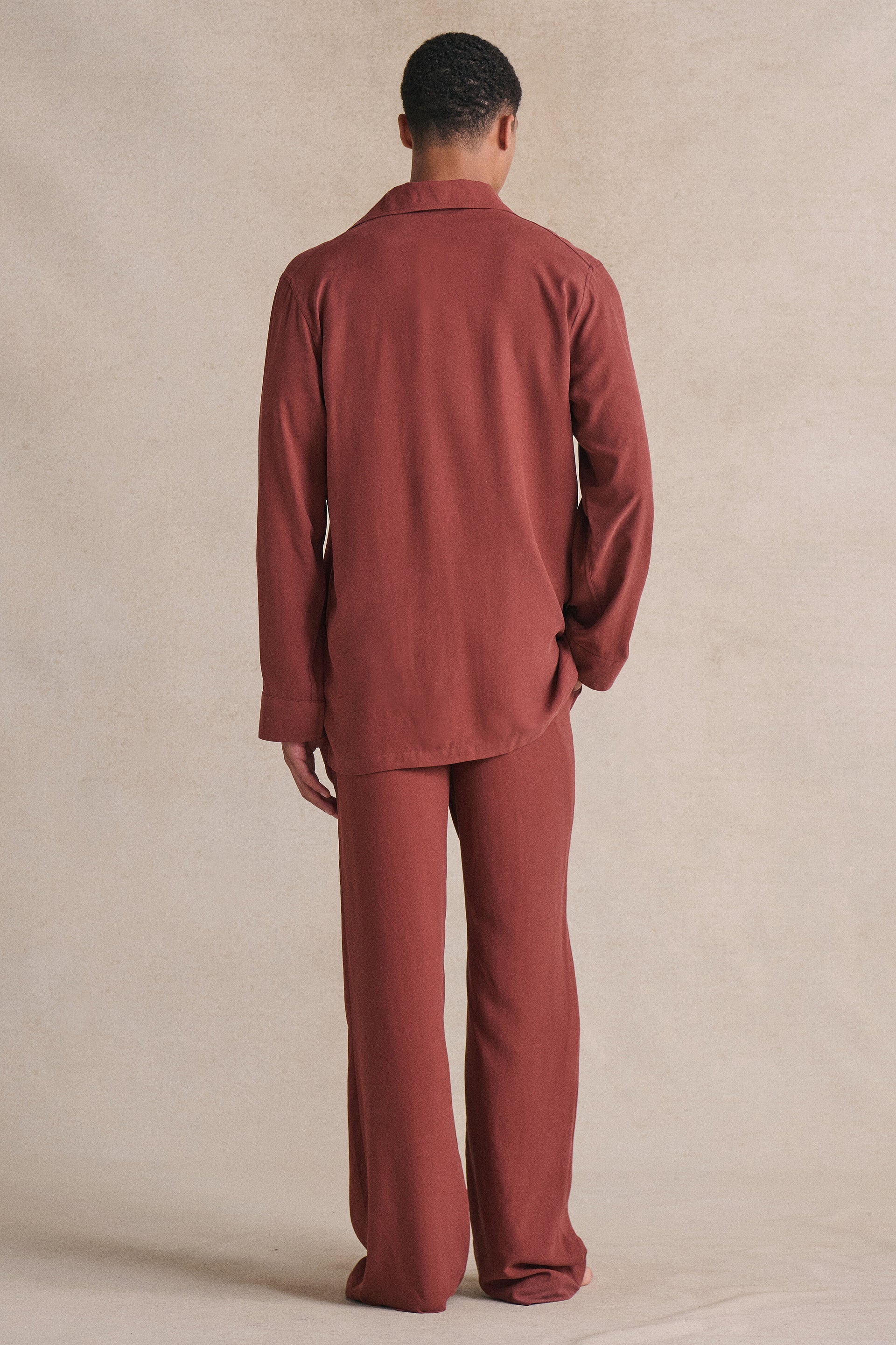 Rust Sandwash Silk Lounge Shirt
