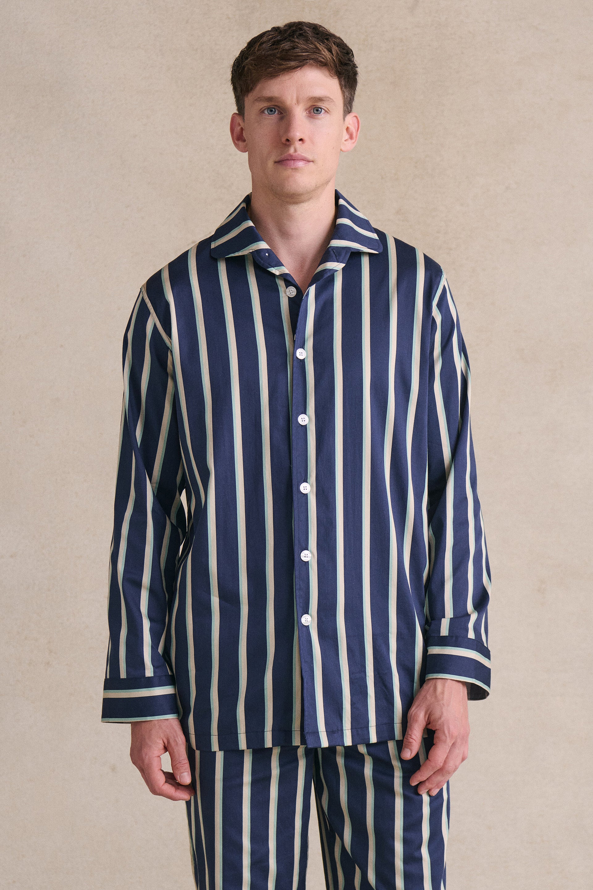 Navy & Ivory Signature Stripe Lounge Shirt