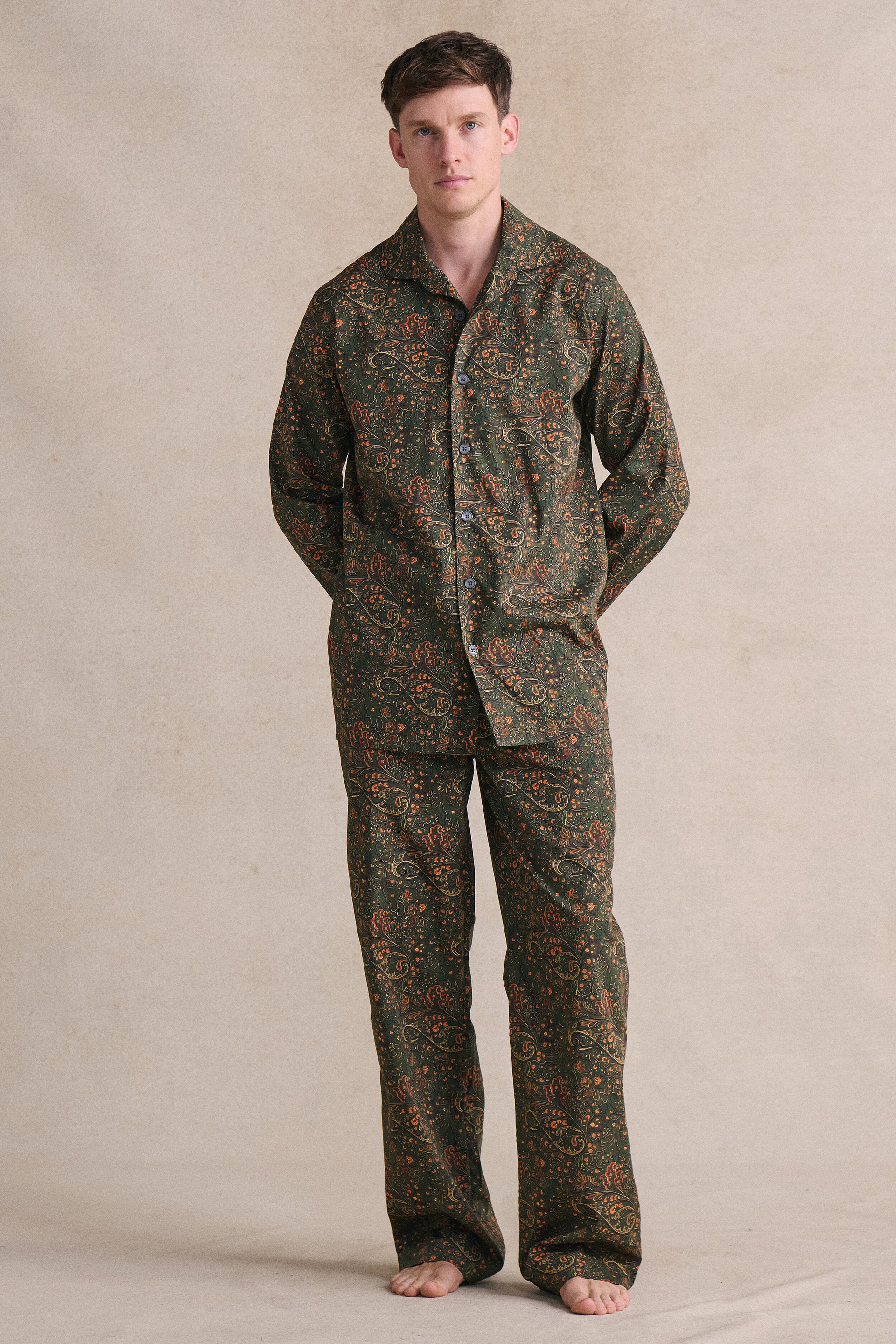 Green & Yellow Paisley Lounge Shirt