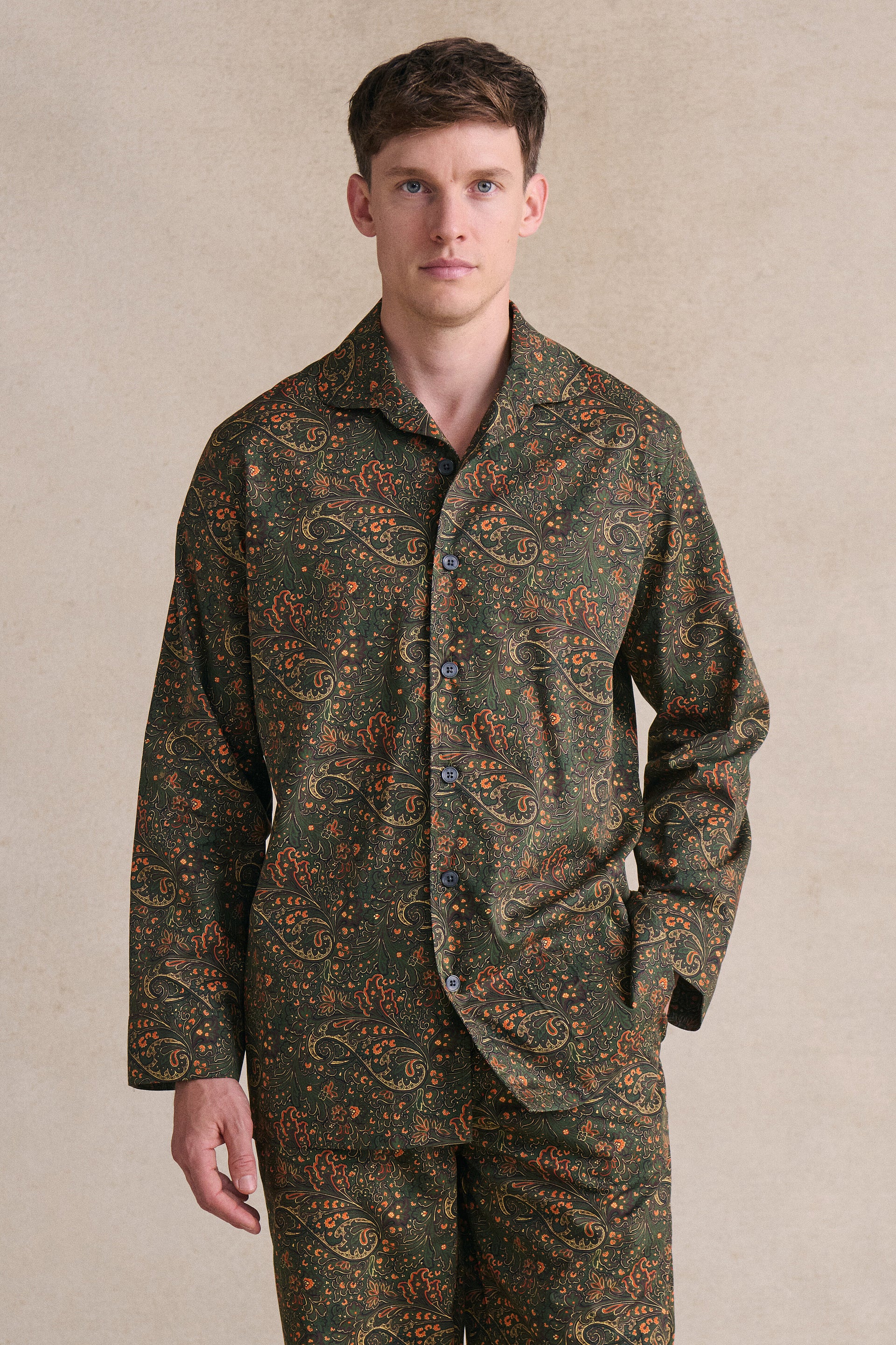 Green & Yellow Paisley Lounge Shirt