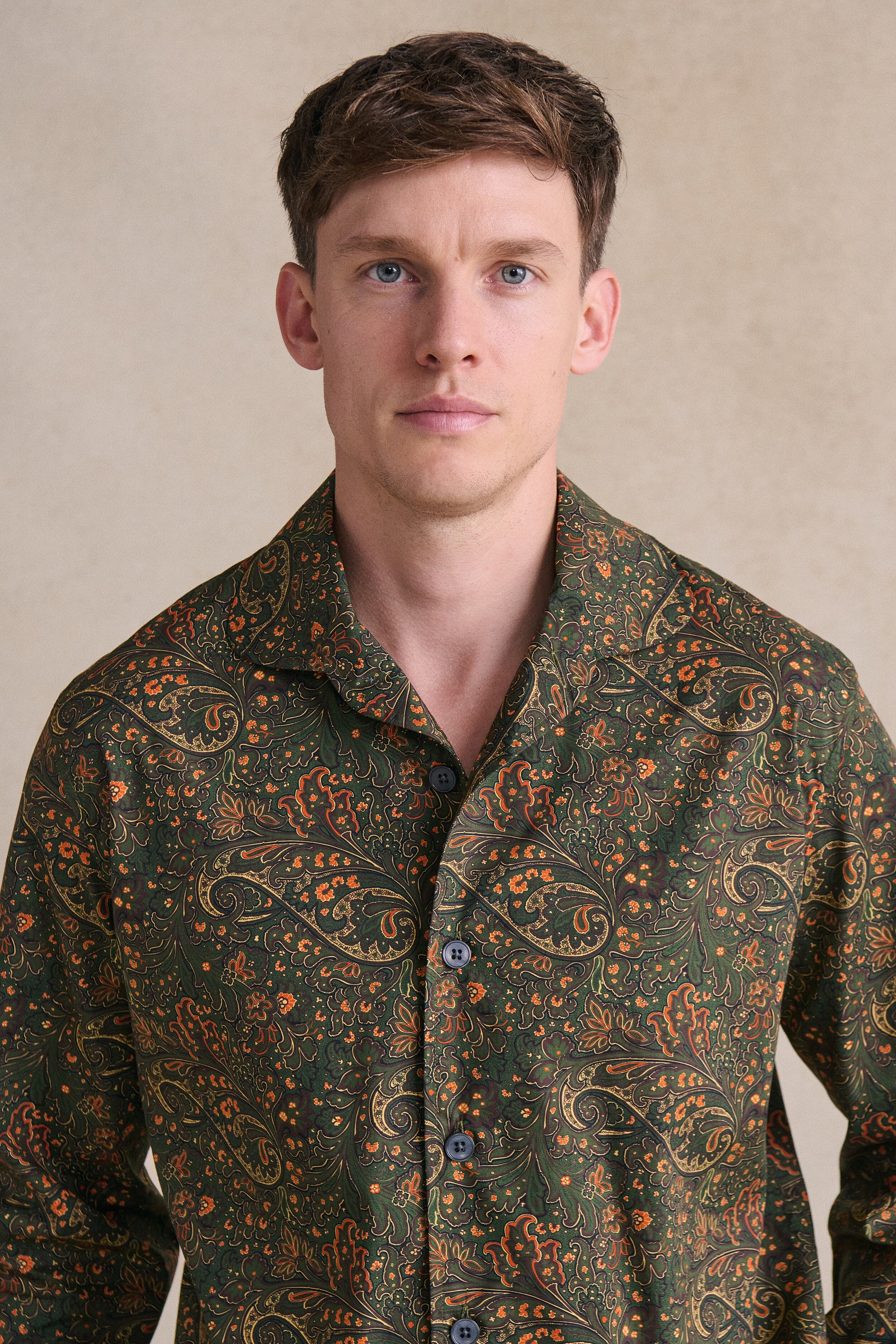 Green & Yellow Paisley Lounge Shirt