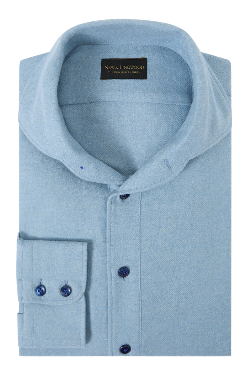 Blue Cotton & Cashmere Popover Shirt