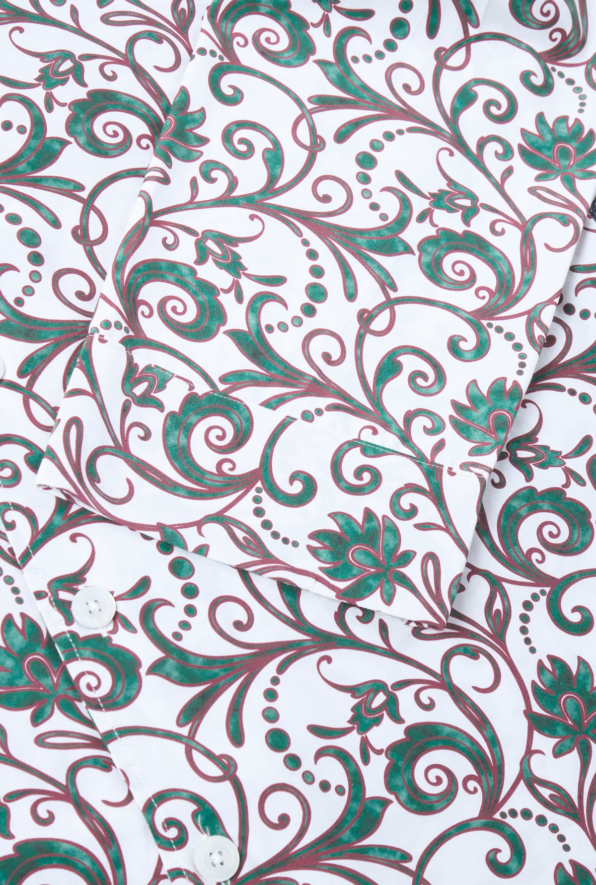 Cream & Green Floral Cotton & Silk Lounge Shirt