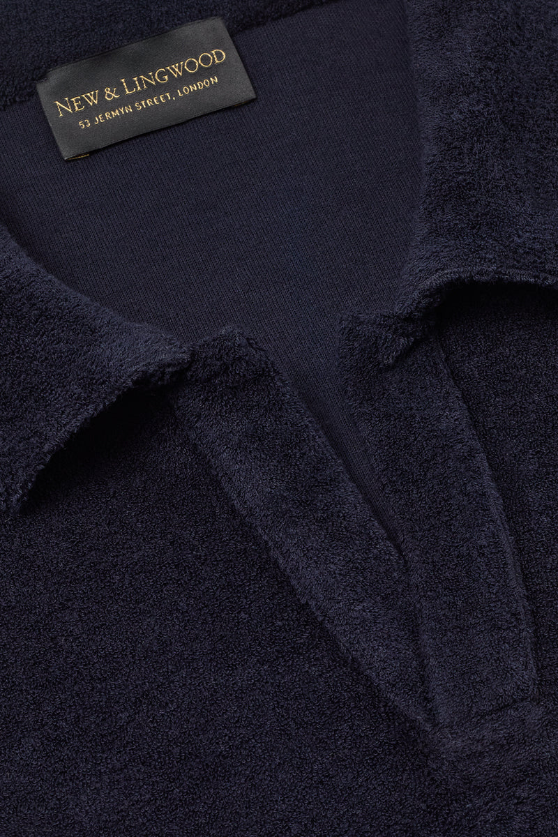Navy Short Sleeve Towelling Polo Shirt