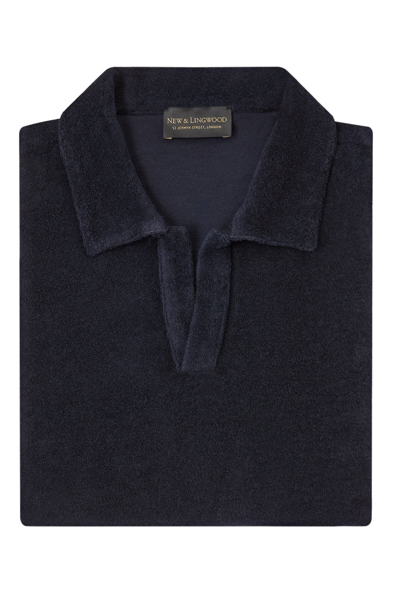 Navy Short Sleeve Towelling Polo Shirt