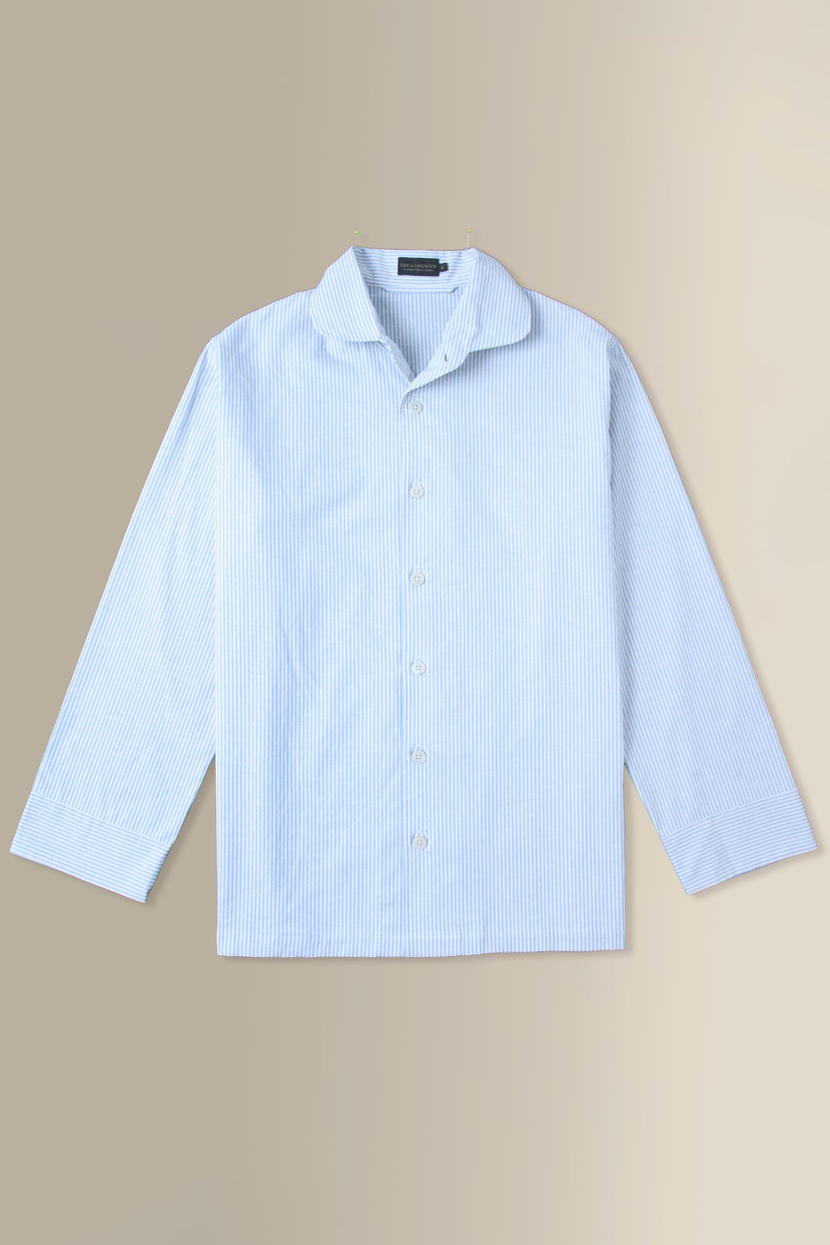 Blue & Cream Candy Stripe Cotton Slub Lounge Shirt