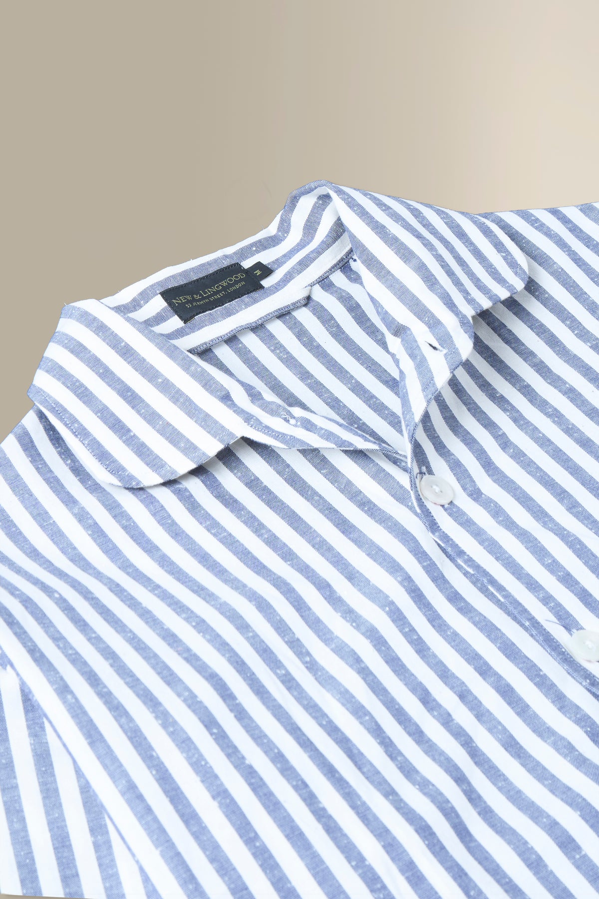 Navy & Cream Bengal Stripe Cotton Slub Lounge Shirt