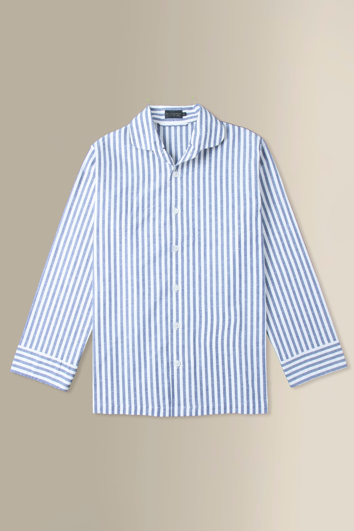 Navy & Cream Bengal Stripe Cotton Slub Lounge Shirt