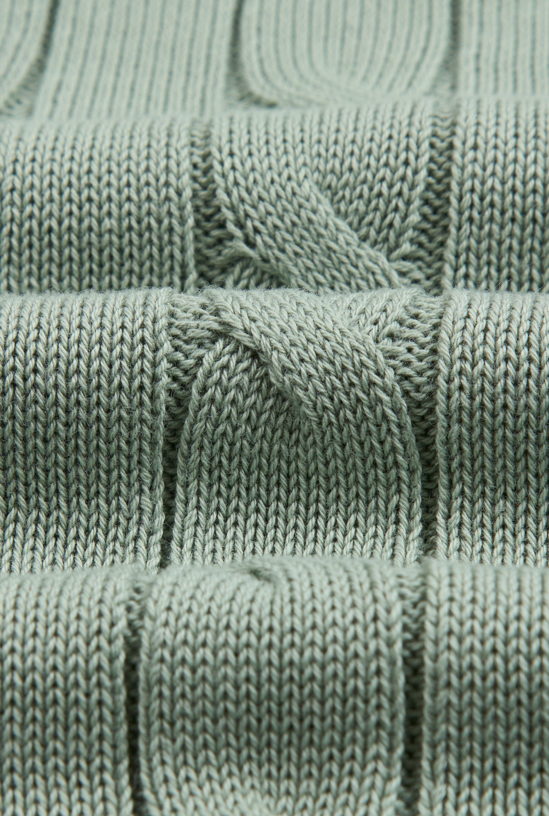 Light Green Cable Knit Short Sleeve Polo Shirt