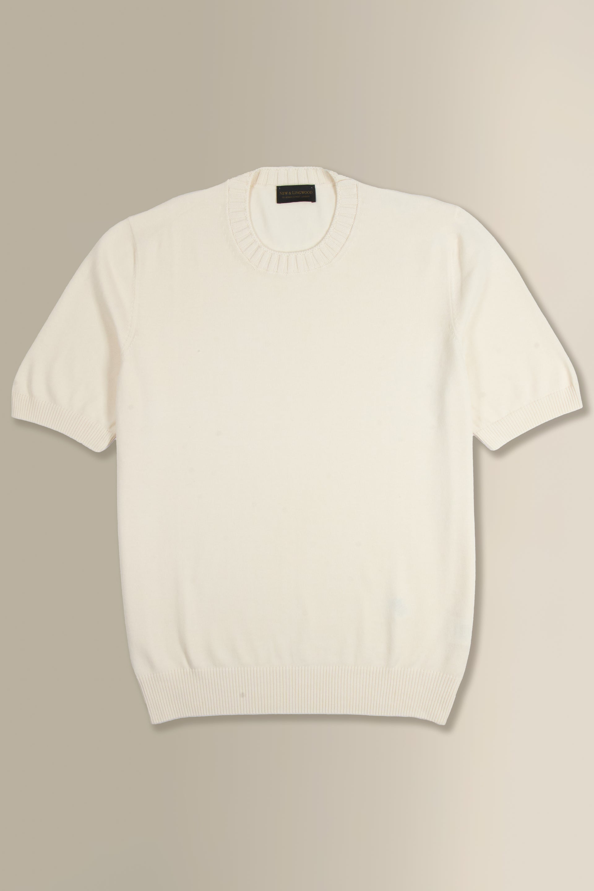 Cream Crew Neck Short Sleeve Knitted T-Shirt