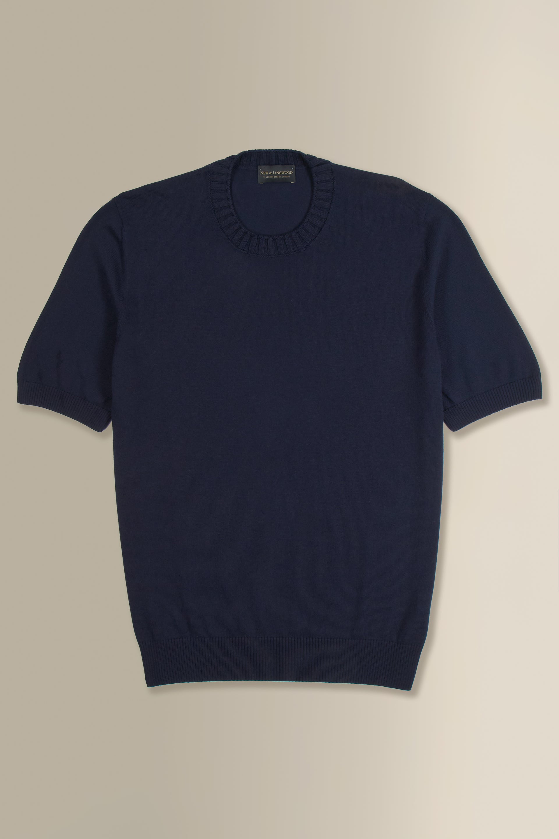 Navy Crew Neck Short Sleeve Knitted T-Shirt