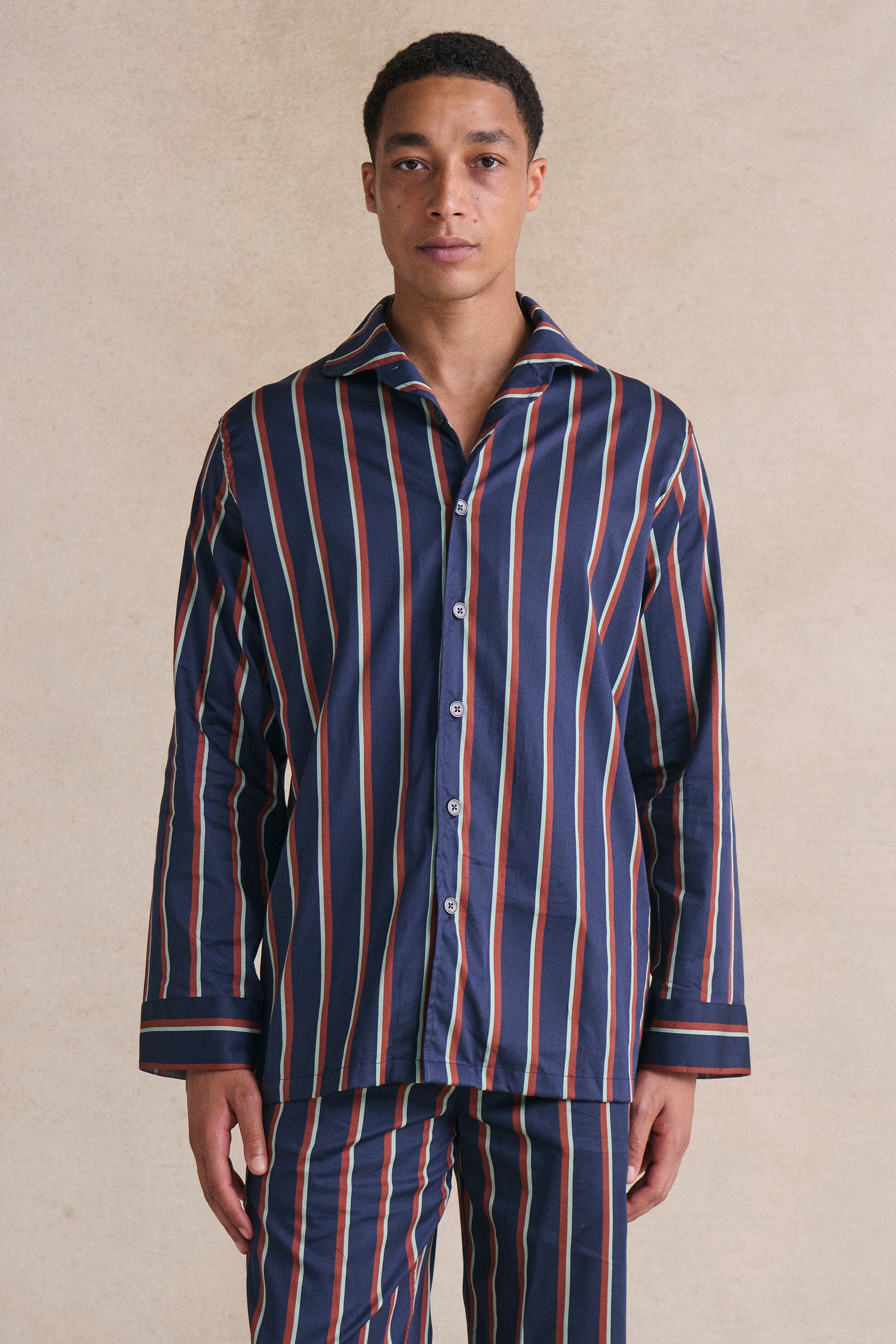 Navy & Burgundy Signature Stripe Lounge Shirt