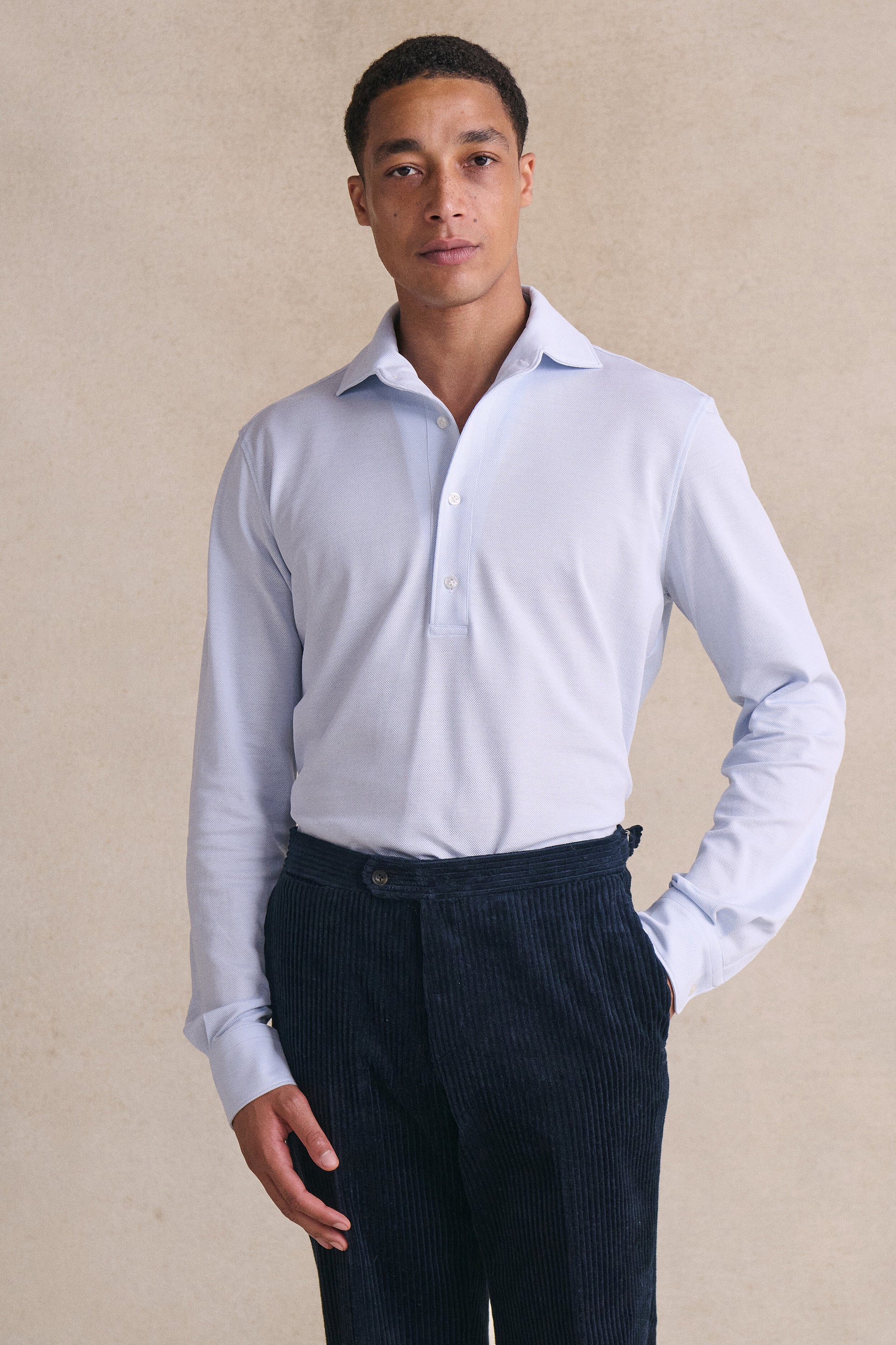 Sky One Piece Collar Popover Shirt