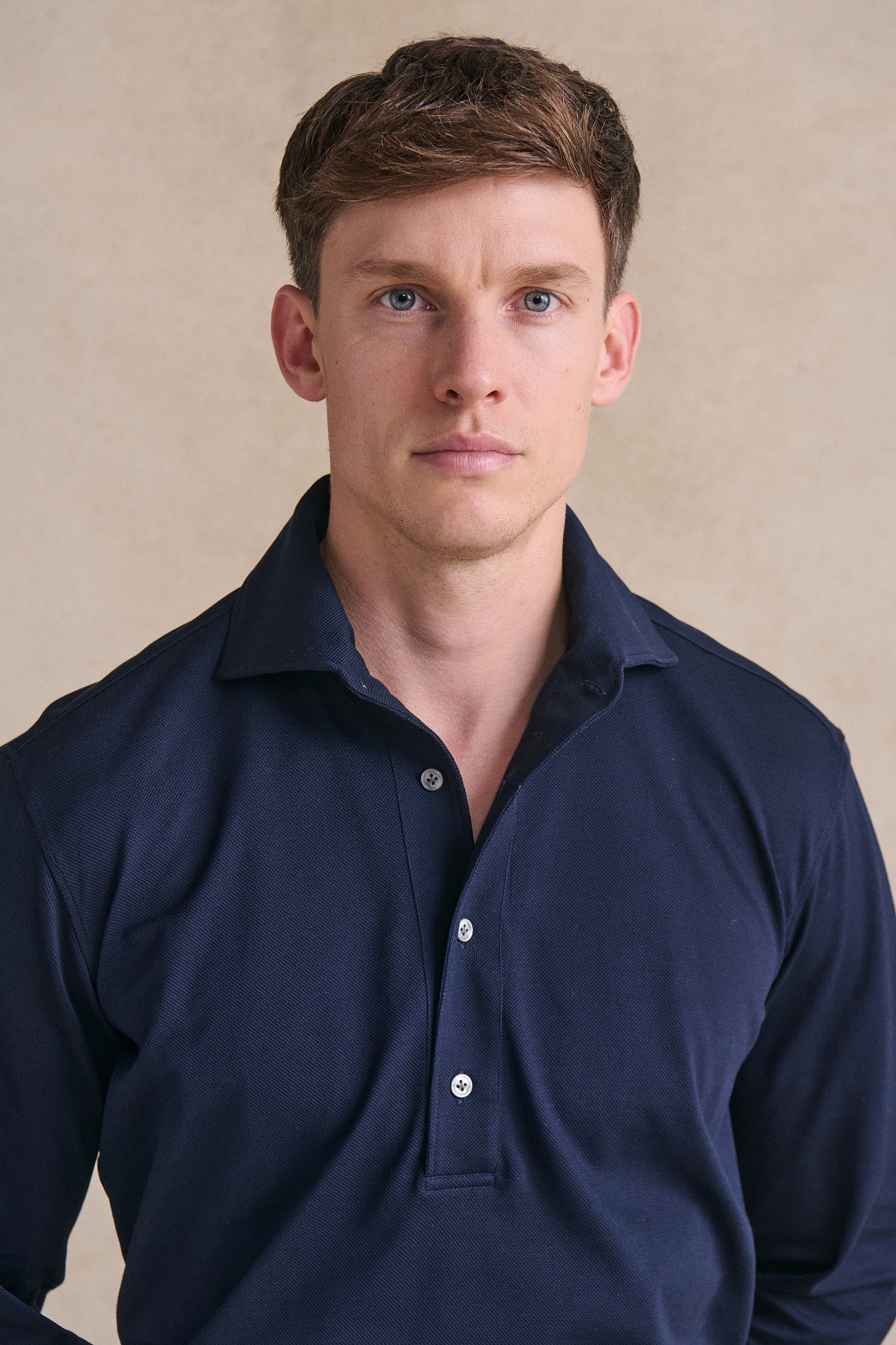 Navy One Piece Collar Popover Shirt