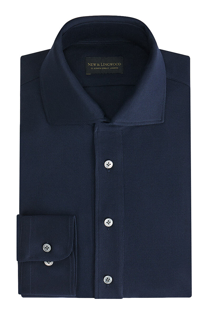 Navy One Piece Collar Popover Shirt
