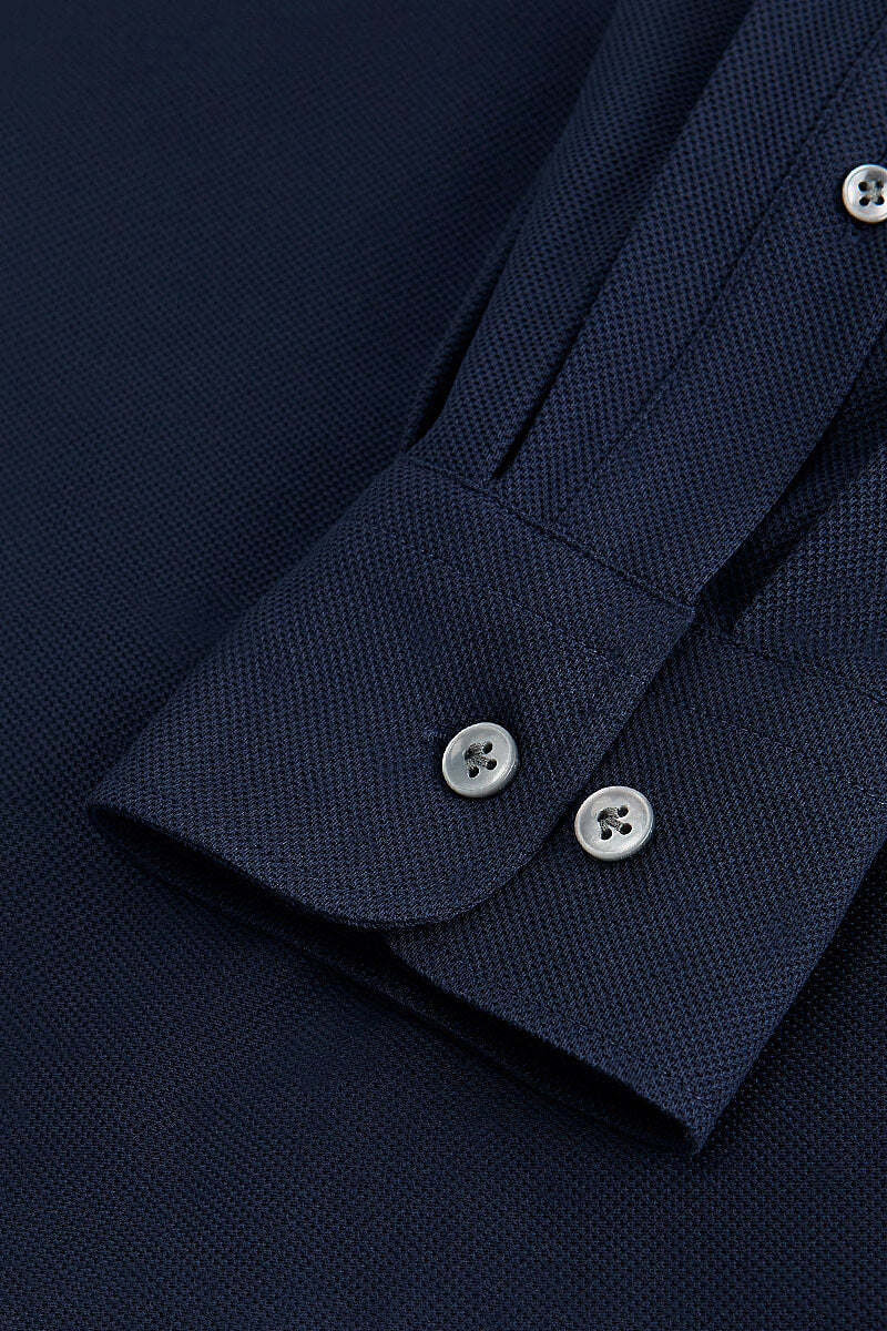 Navy One Piece Collar Popover Shirt