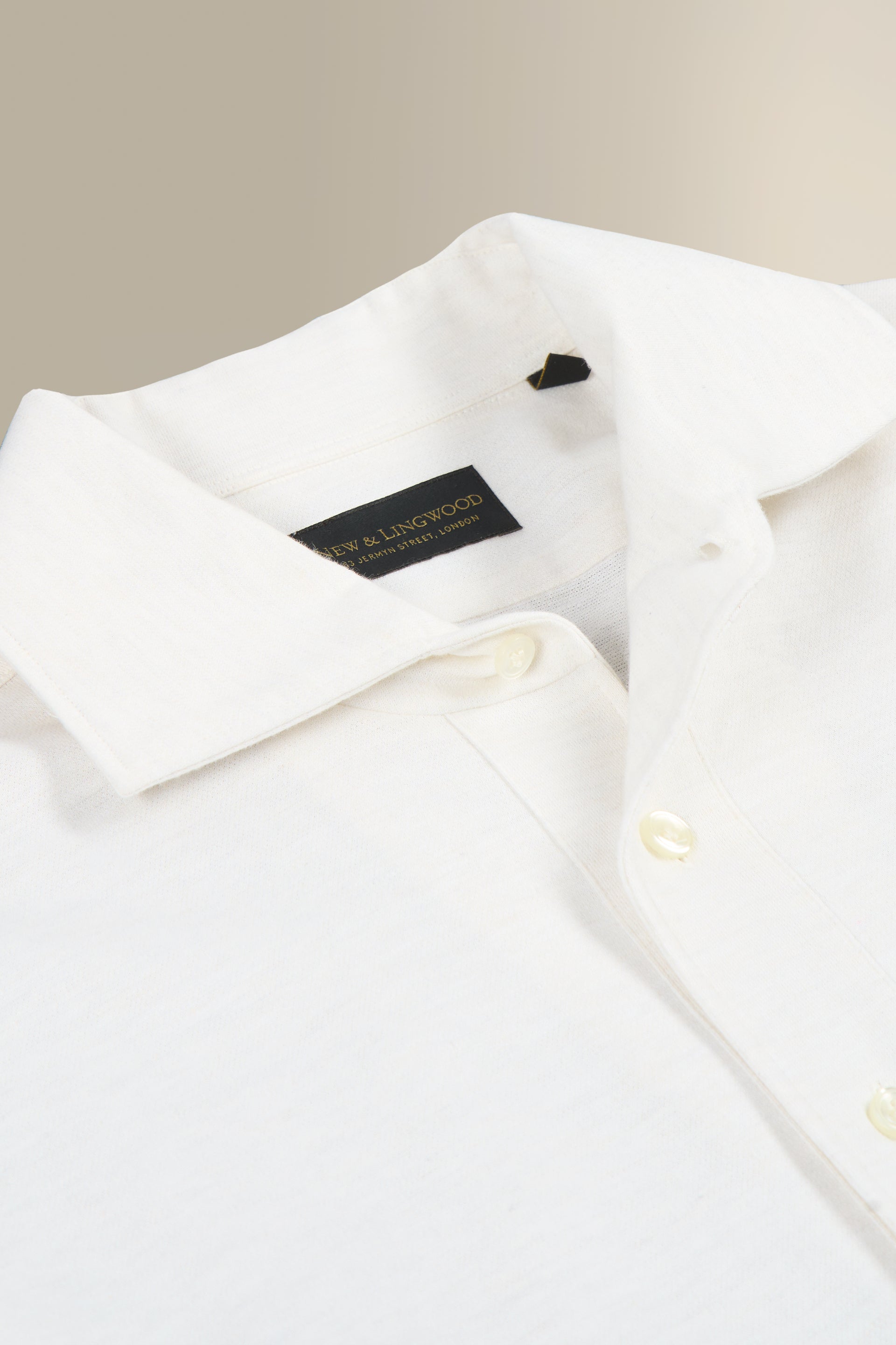 Cream Long Sleeve Pique Cotton Popover Shirt