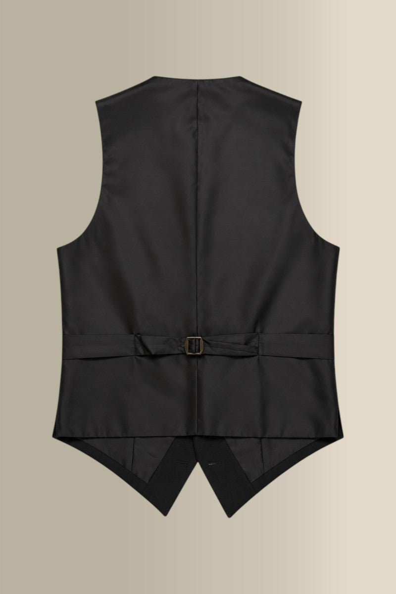 Black Single Breasted Wool Waistcoat