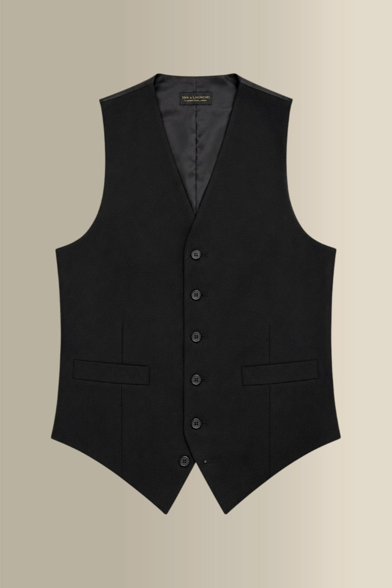 Black Single Breasted Wool Waistcoat