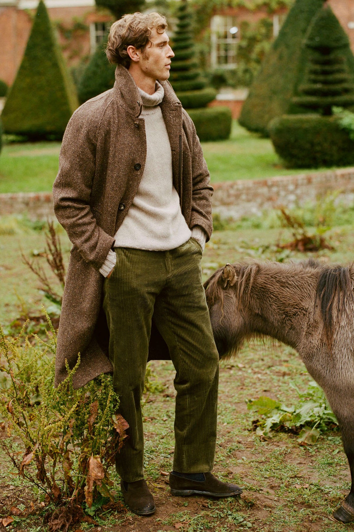 Sand Lambswool Roll Neck Jumper