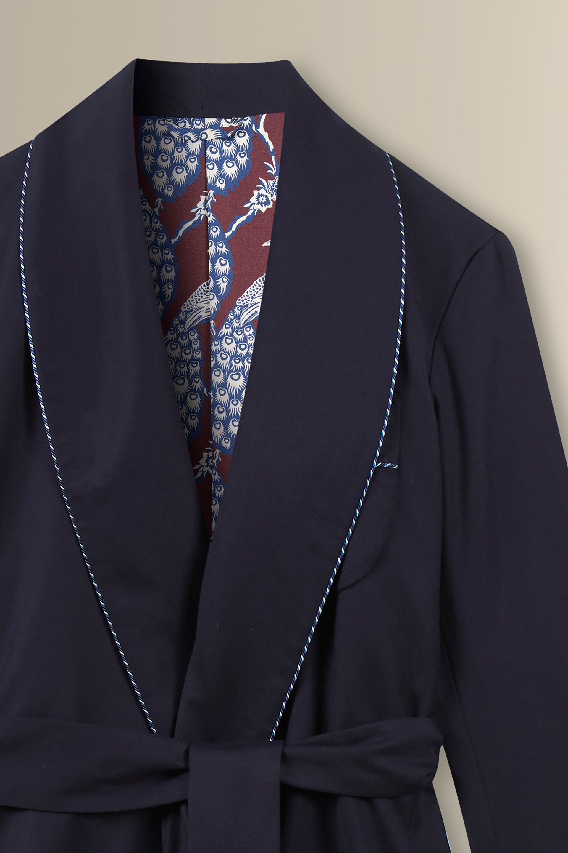 Peacock Print Lined Wool Dressing Gown