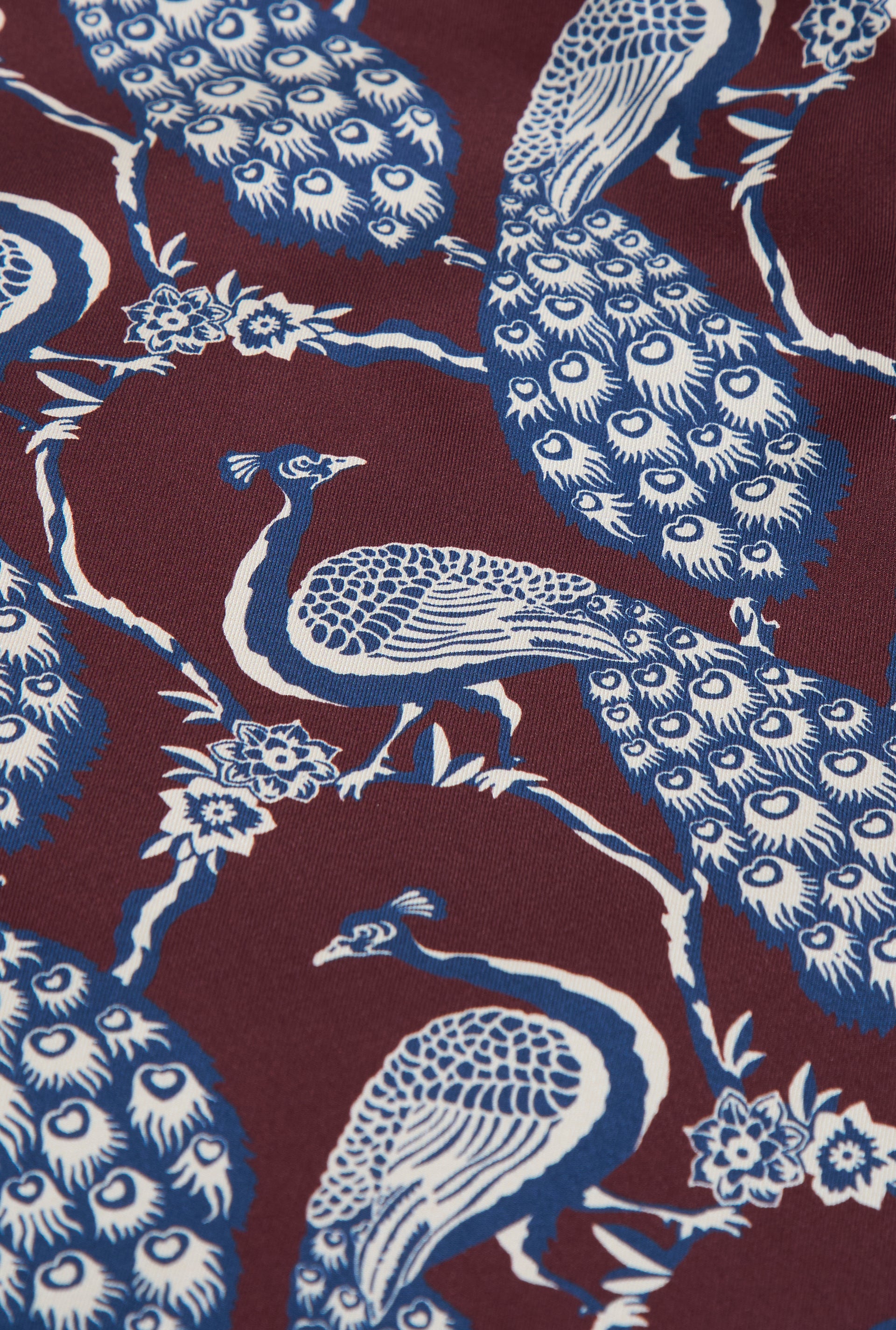 Peacock Print Lined Wool Dressing Gown