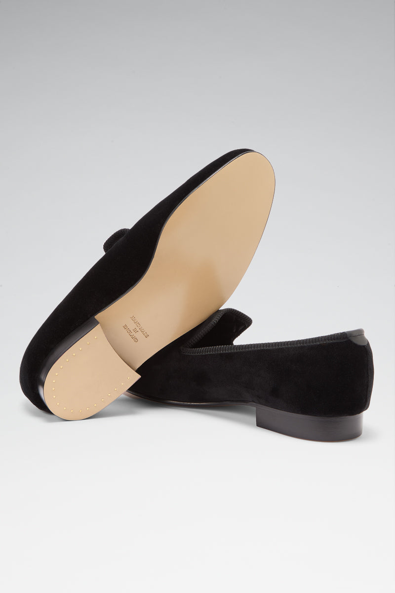 Black Swan Embroidered Velvet Slippers
